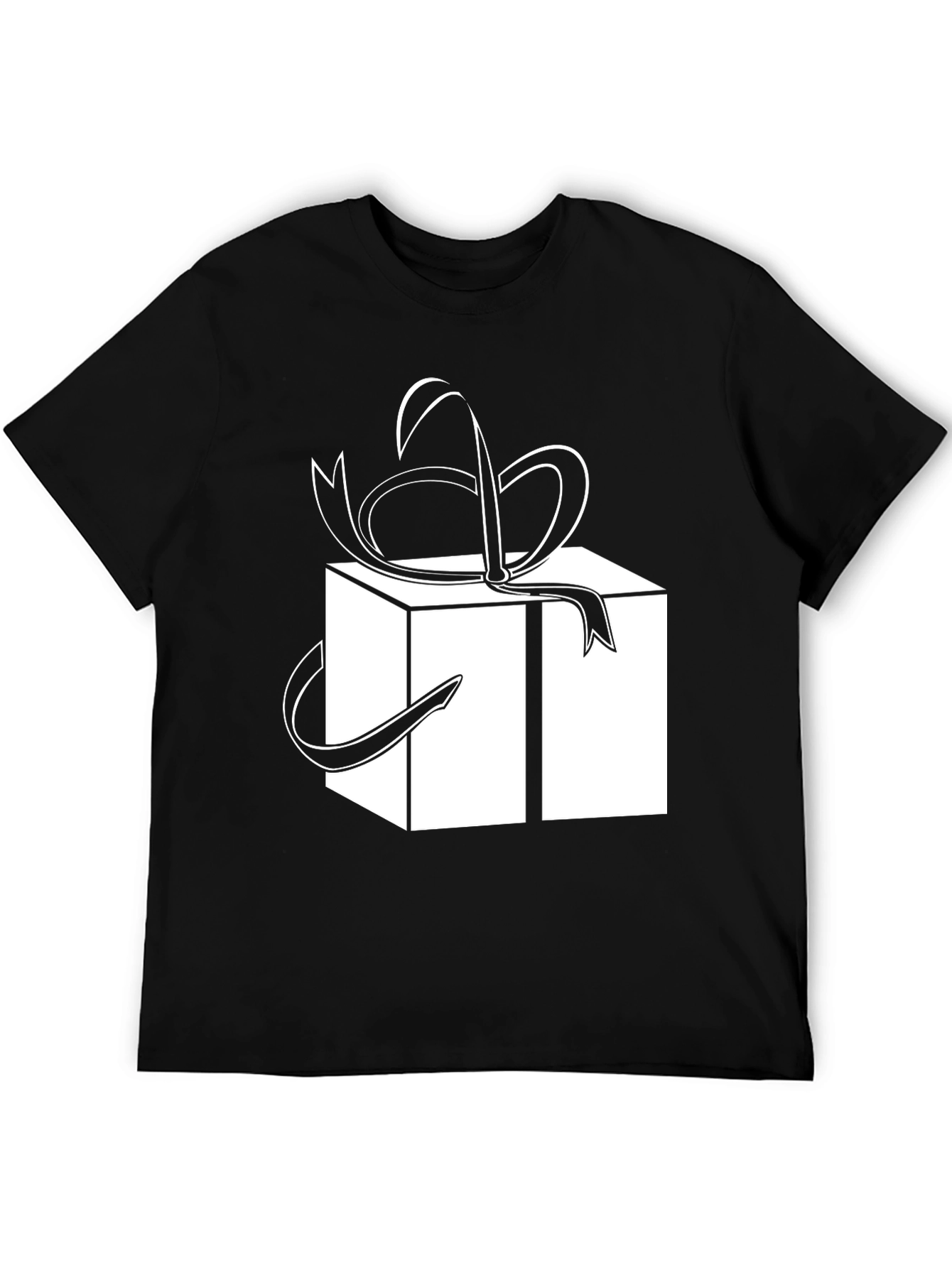 Gift Box Graphic Tee - Black Cotton T-Shirt