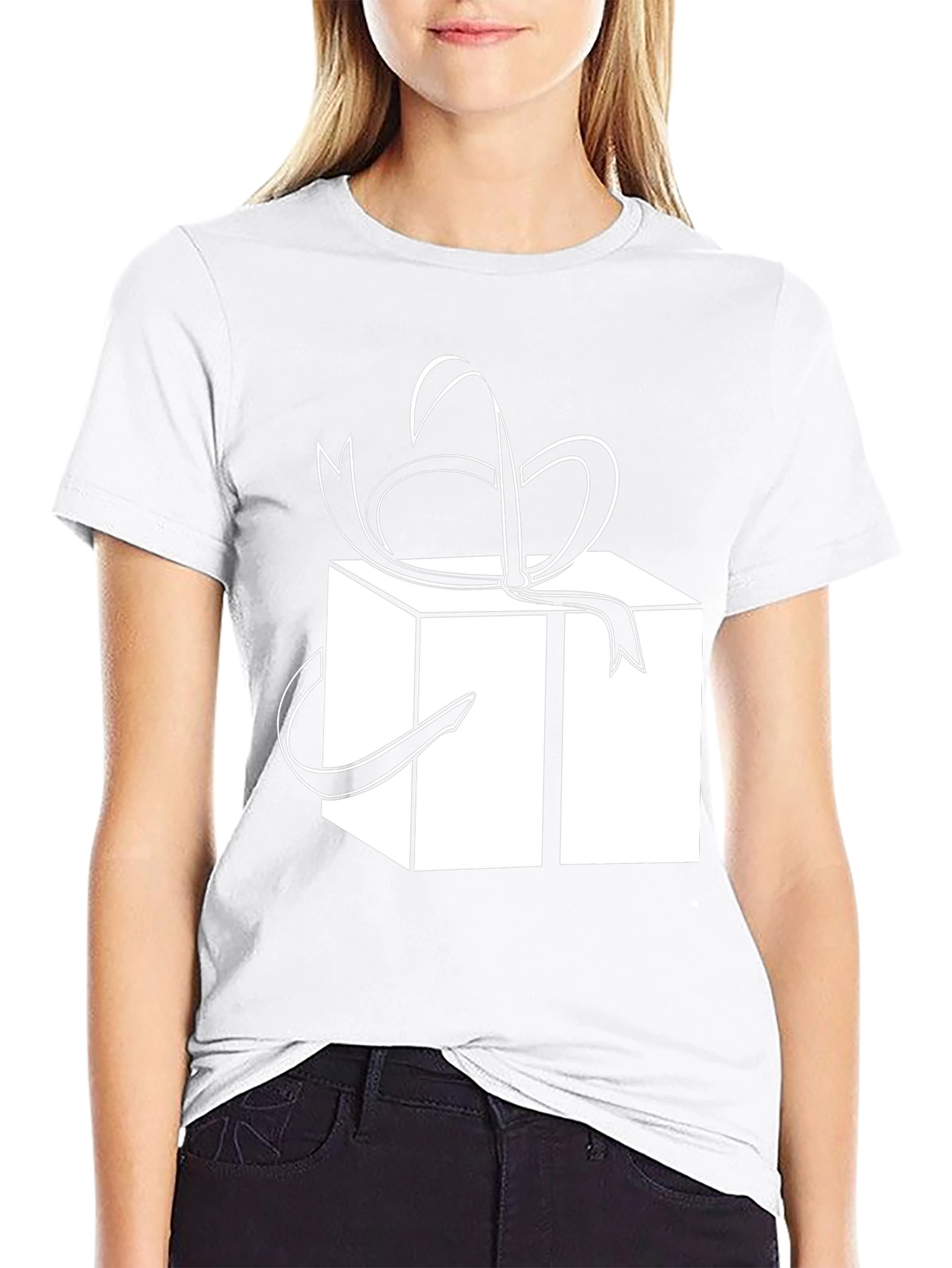 Gift Box Graphic Tee - Black Cotton T-Shirt