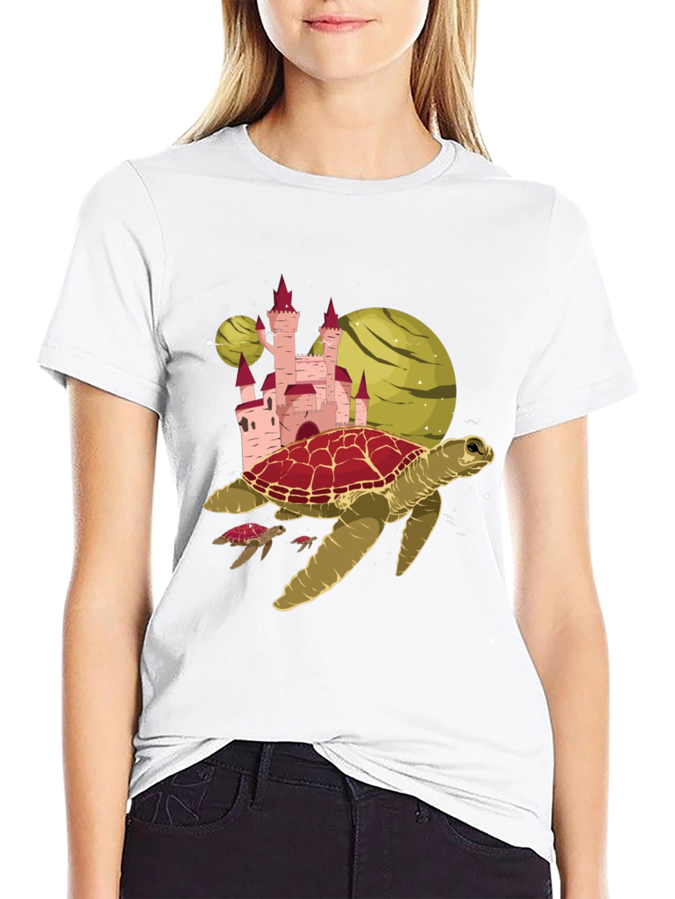 Turtle Castle Graphic T-Shirt - Fantasy Design