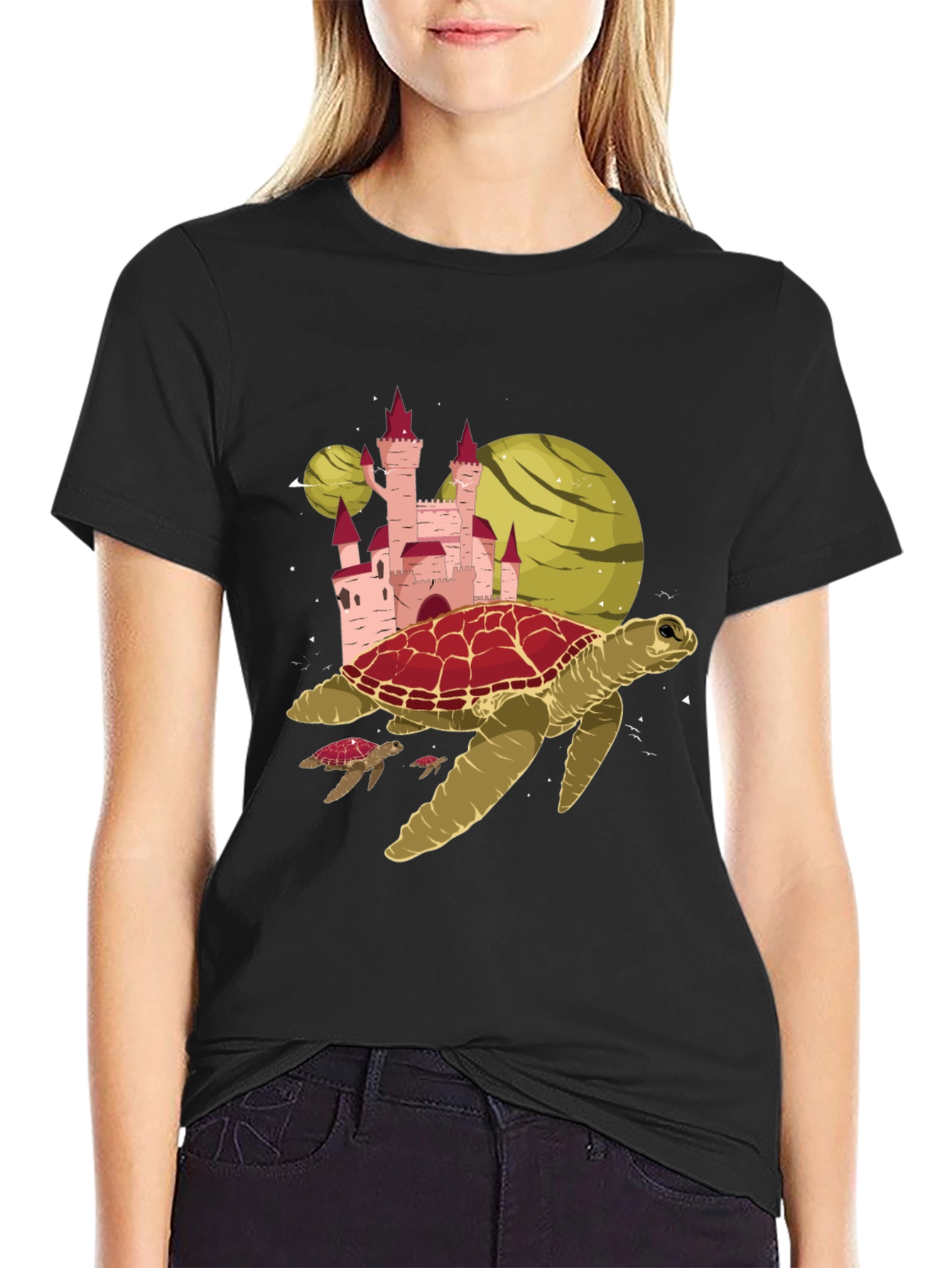 Turtle Castle Graphic T-Shirt - Fantasy Design