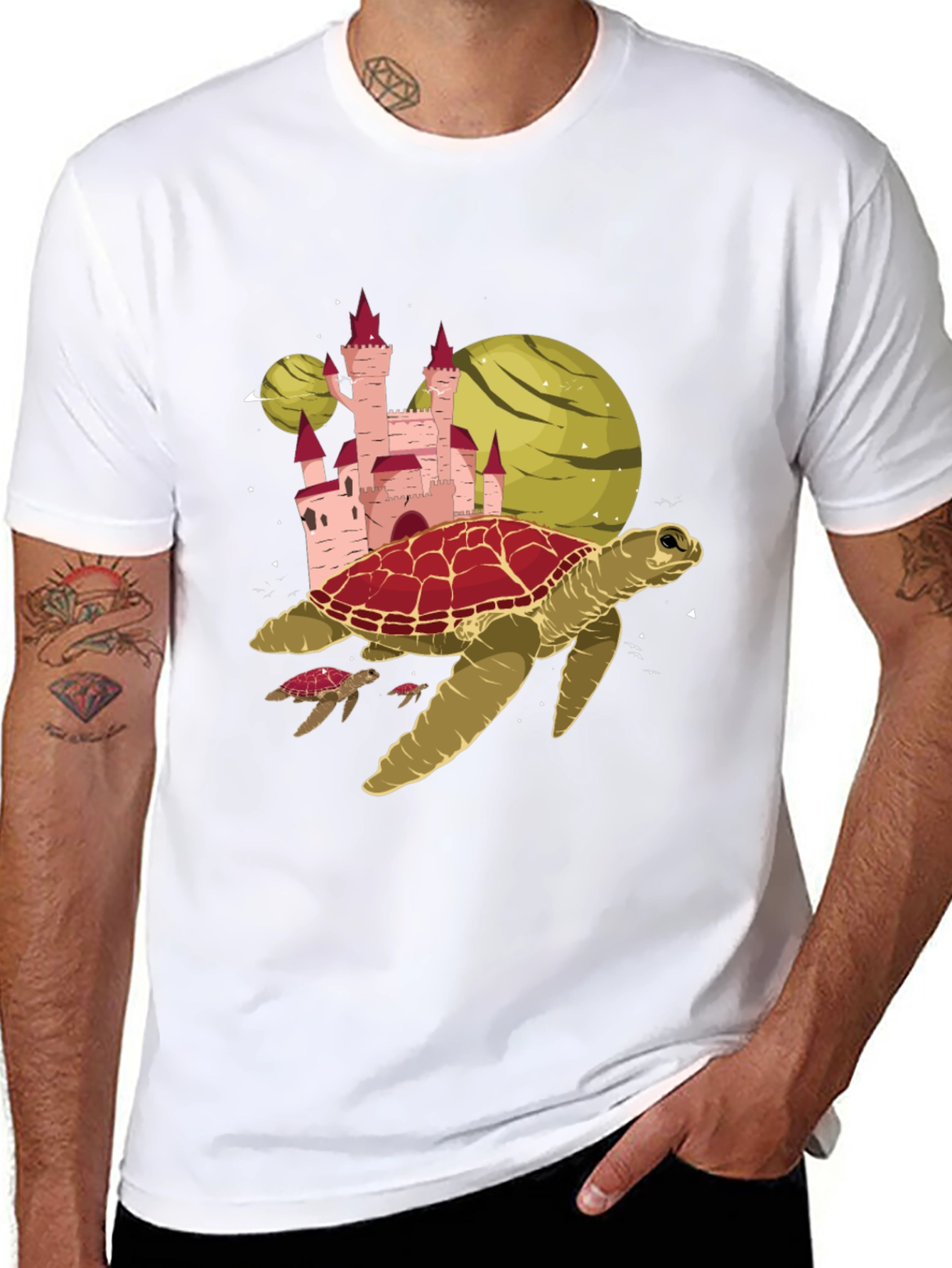 Turtle Castle Graphic T-Shirt - Fantasy Design