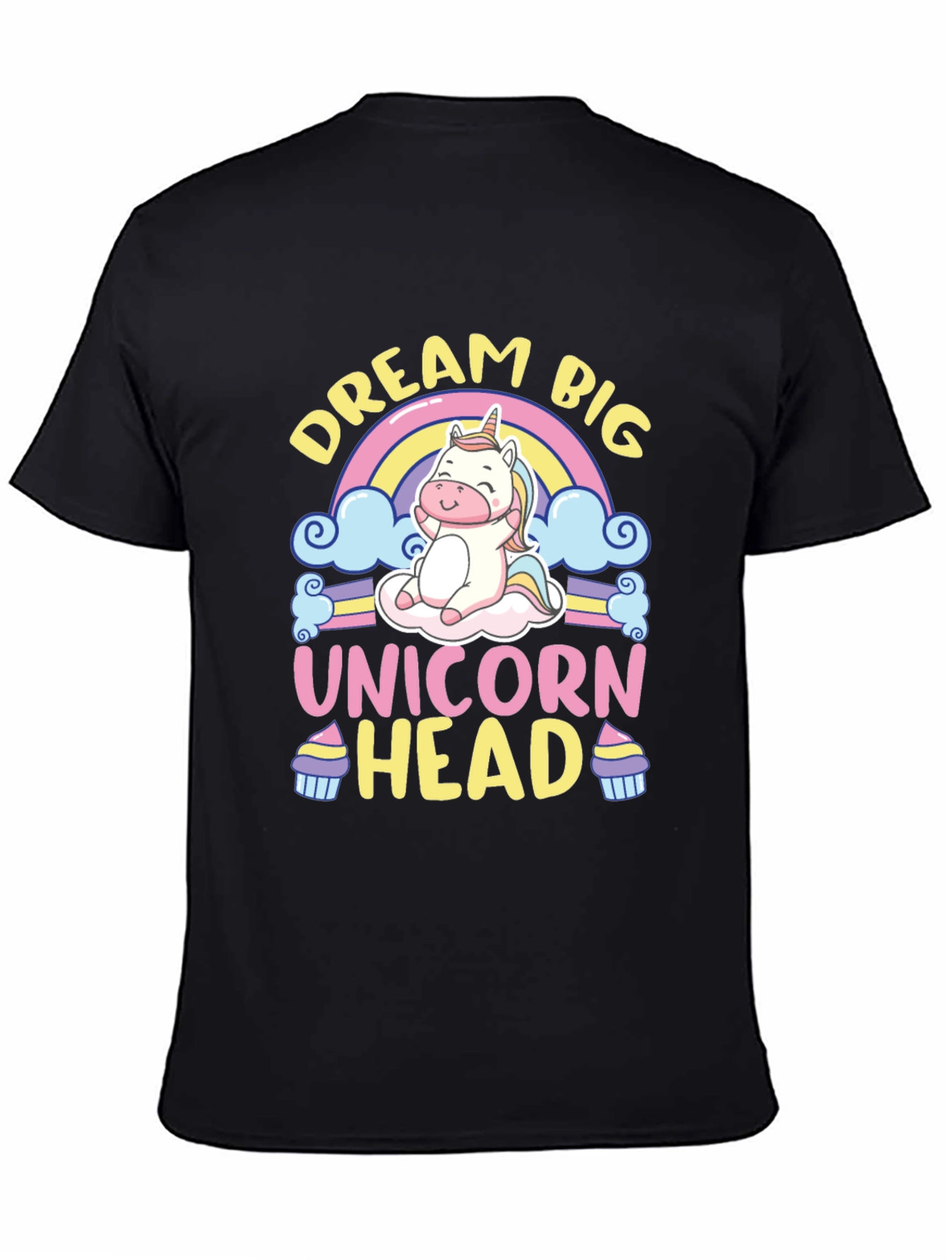 Dream Big Unicorn Head Black T-Shirt