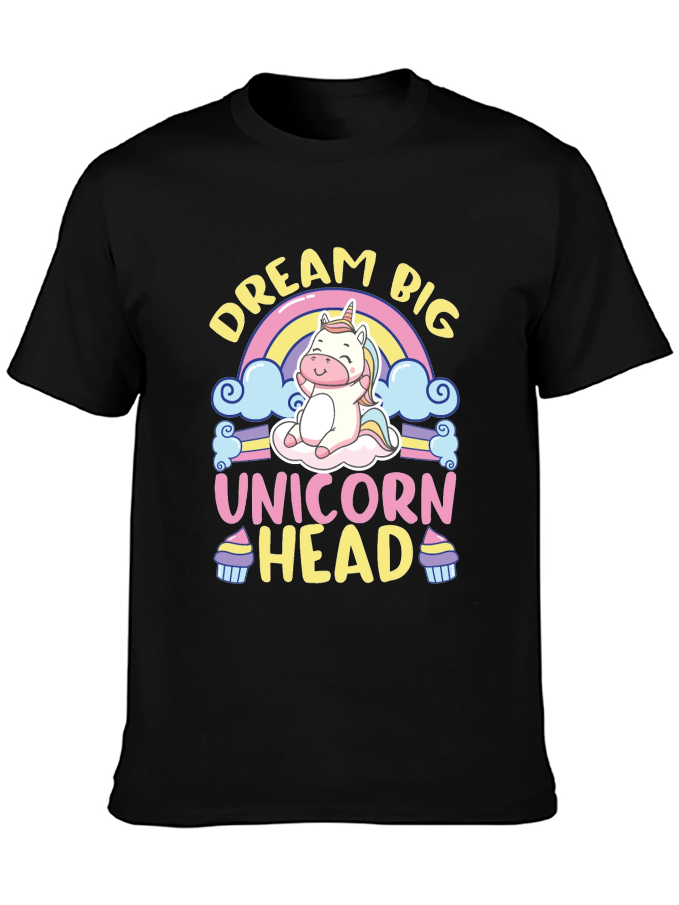 Dream Big Unicorn Head Black T-Shirt