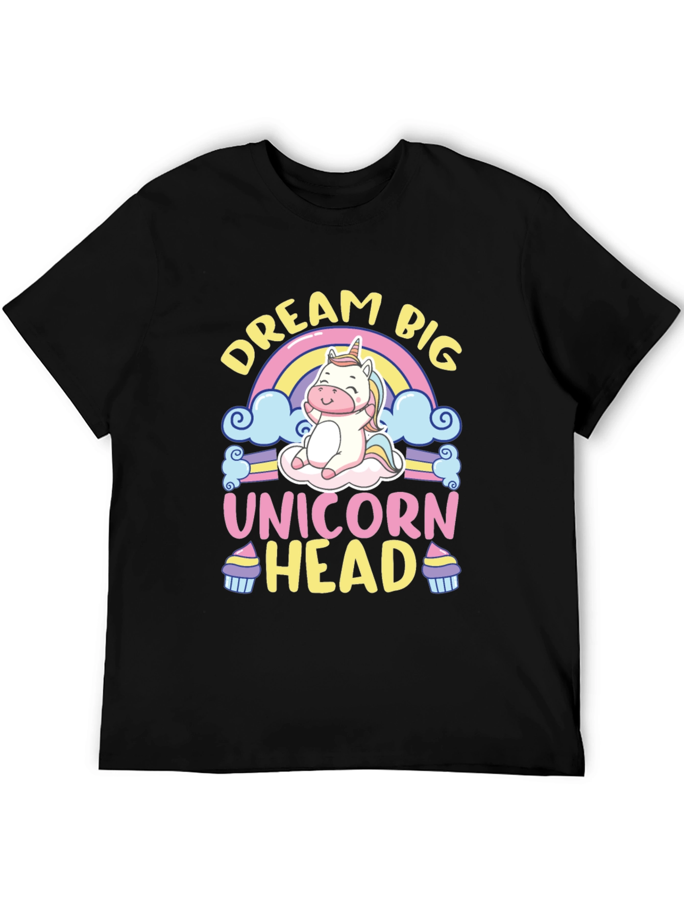 Dream Big Unicorn Head Black T-Shirt