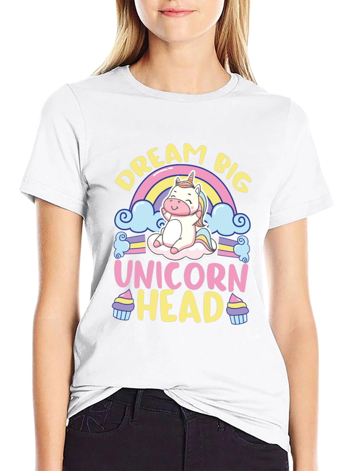 Dream Big Unicorn Head Black T-Shirt