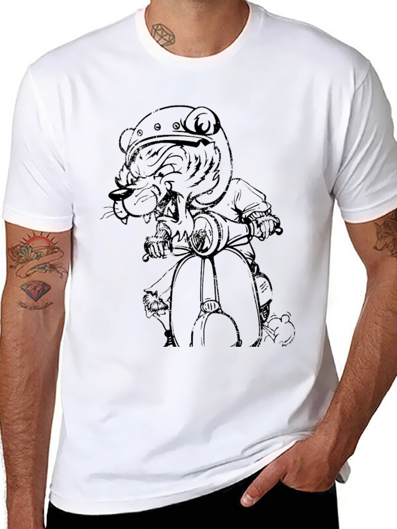 Cool Black T-Shirt with Scooter Bear Graphic