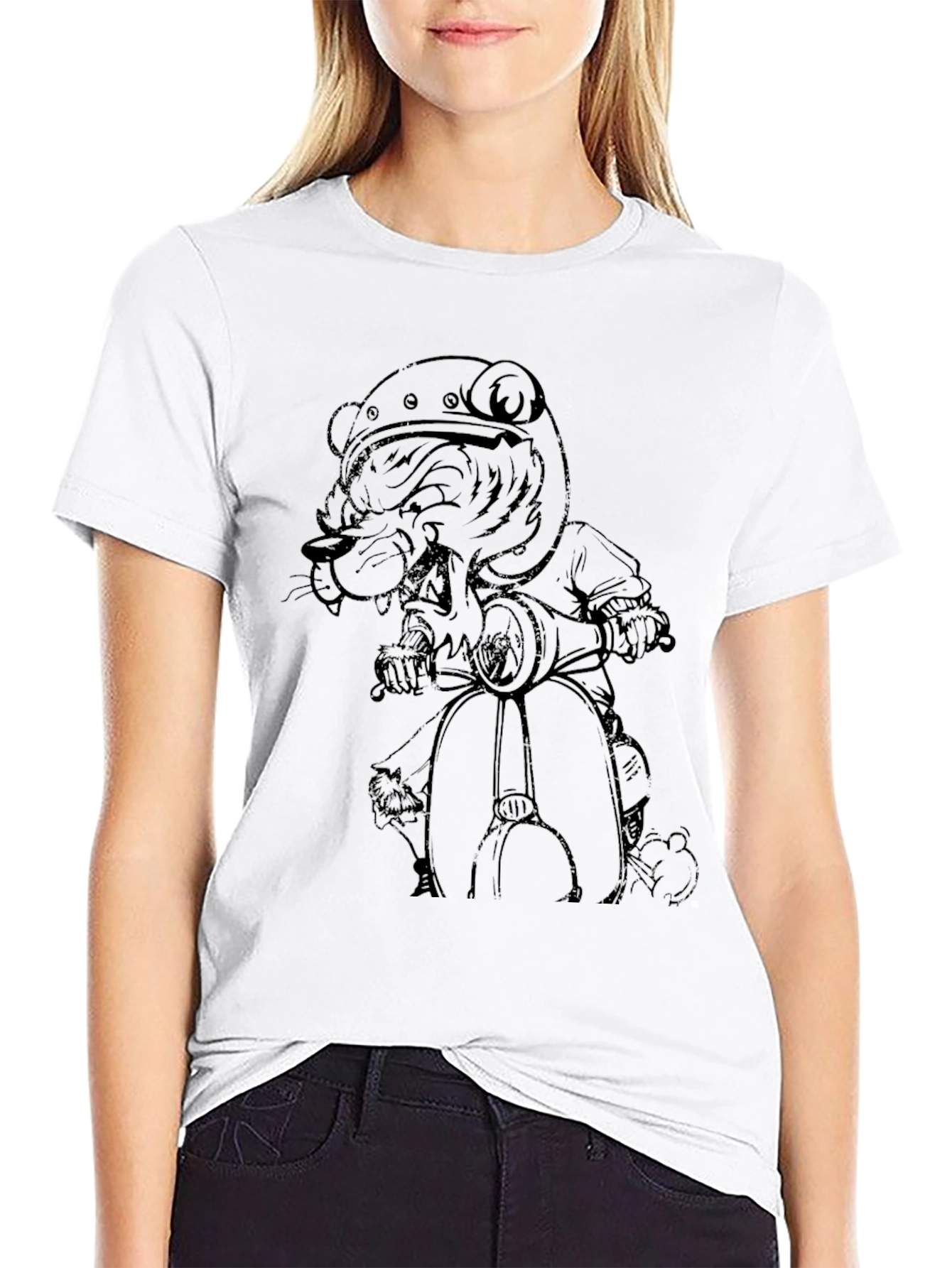Cool Black T-Shirt with Scooter Bear Graphic