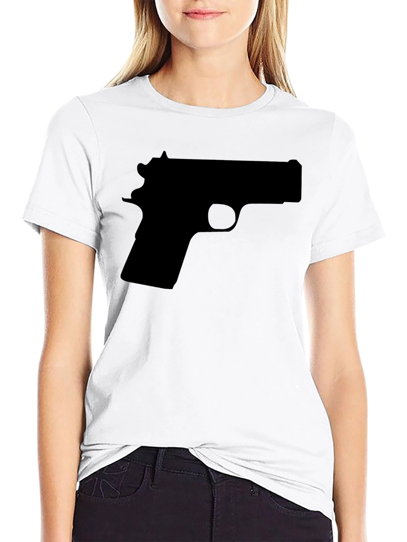 Gun Silhouette Graphic Tee - Black