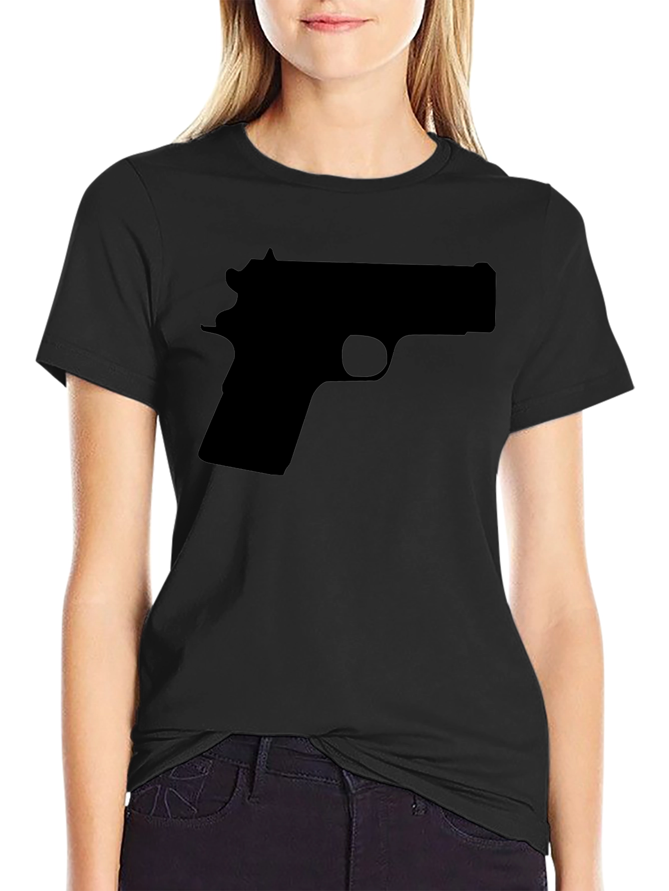 Gun Silhouette Graphic Tee - Black