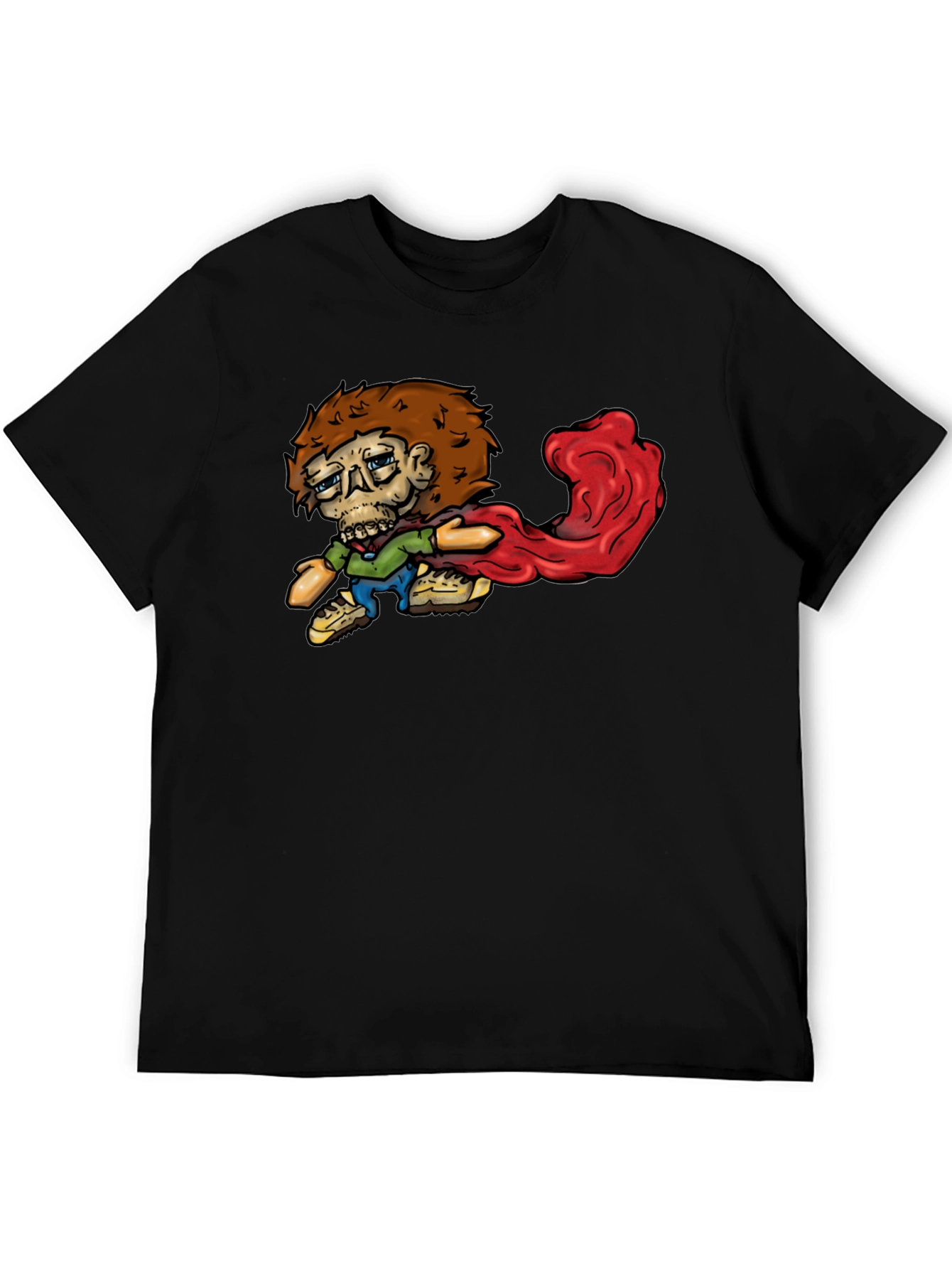 Cartoon Zombie Graphic Tee - Black