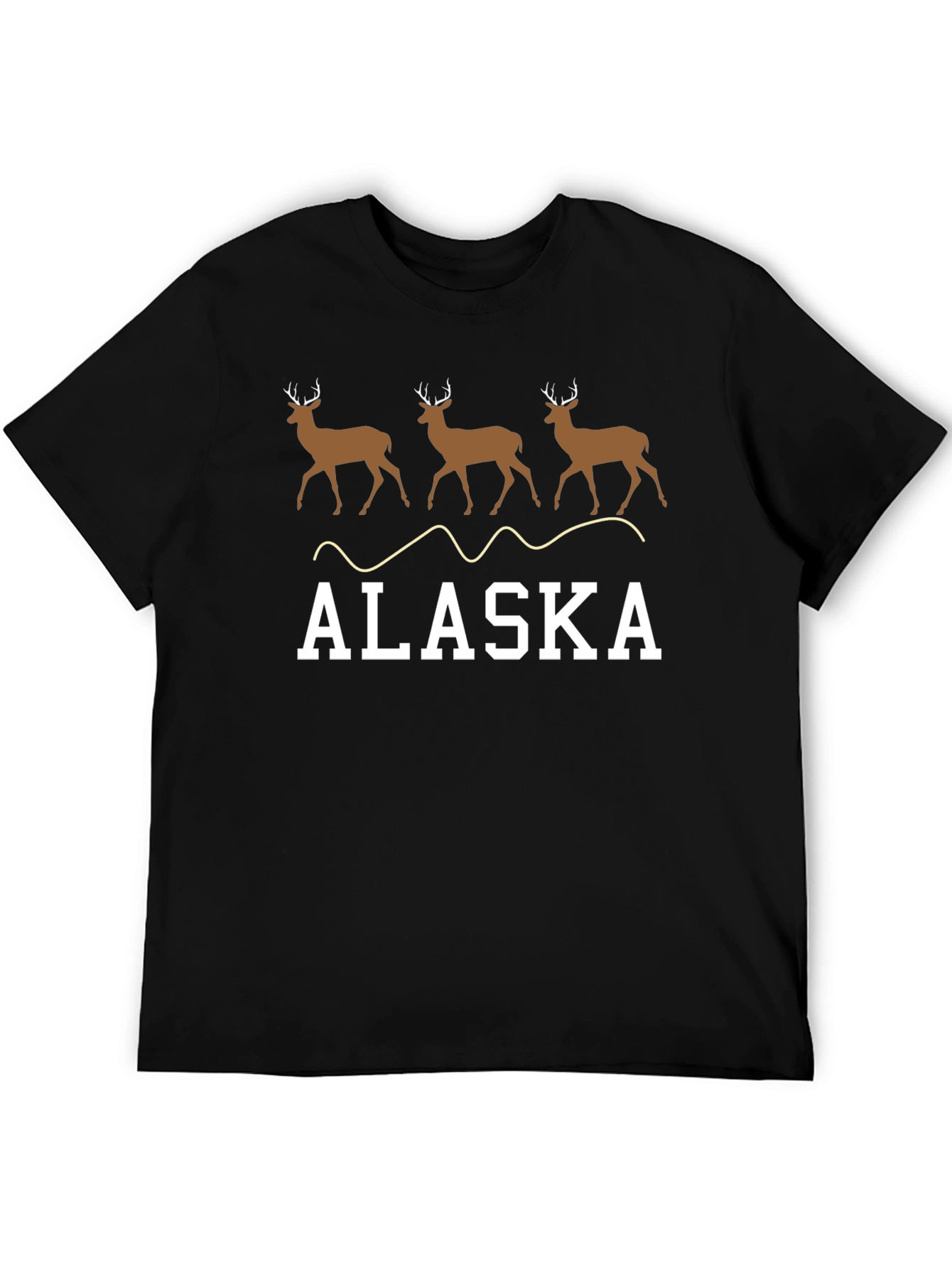 Alaska Deer T-Shirt - Black Crew Neck