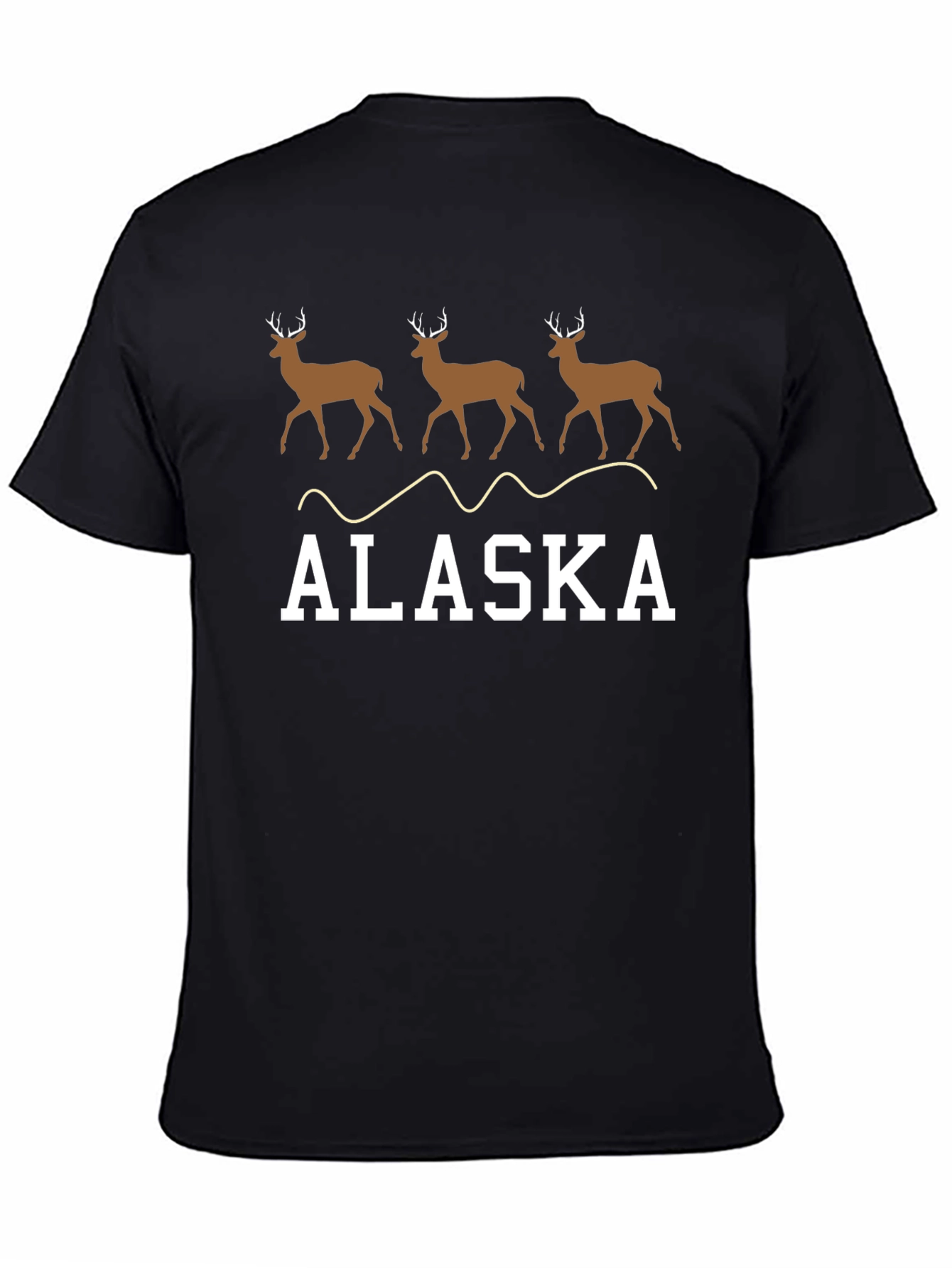 Alaska Deer T-Shirt - Black Crew Neck