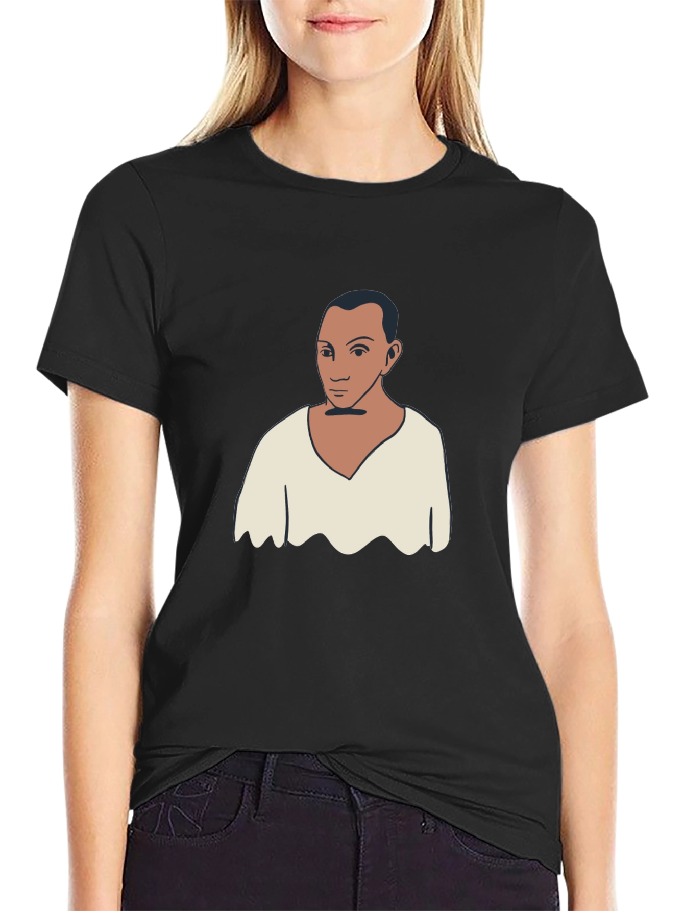Unique Graphic Tee - Man Portrait Black T-Shirt