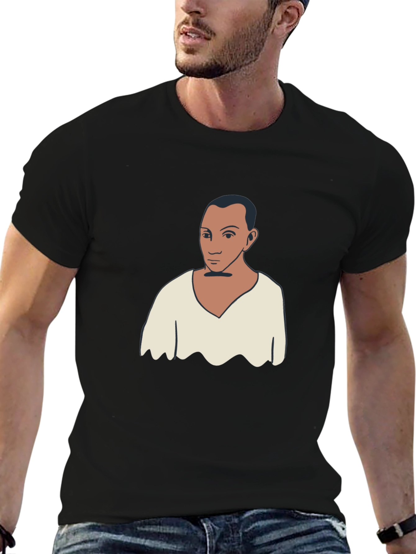 Unique Graphic Tee - Man Portrait Black T-Shirt