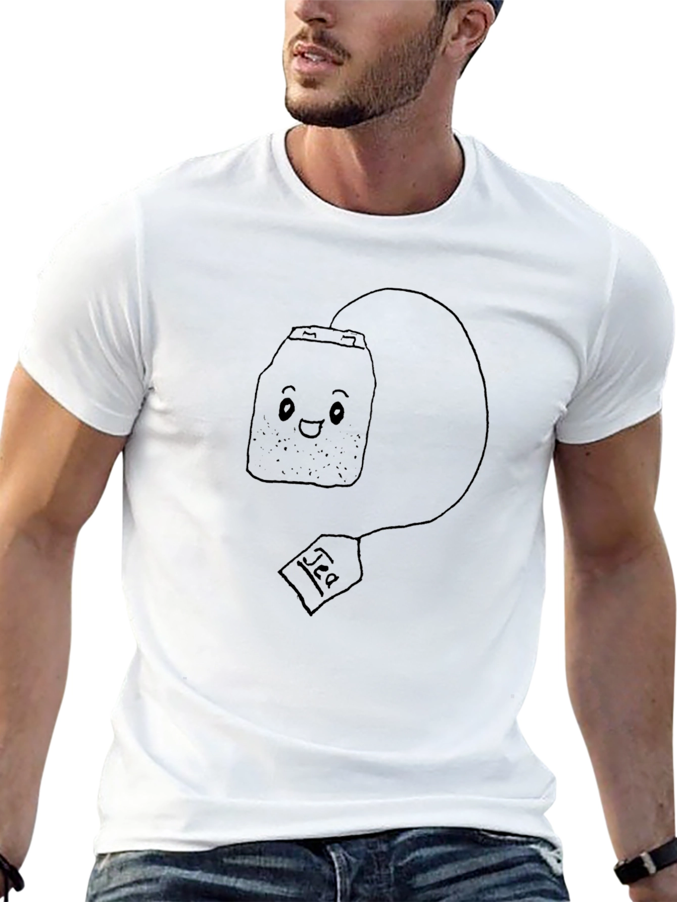 Cute Tea Bag Graphic Tee - Black