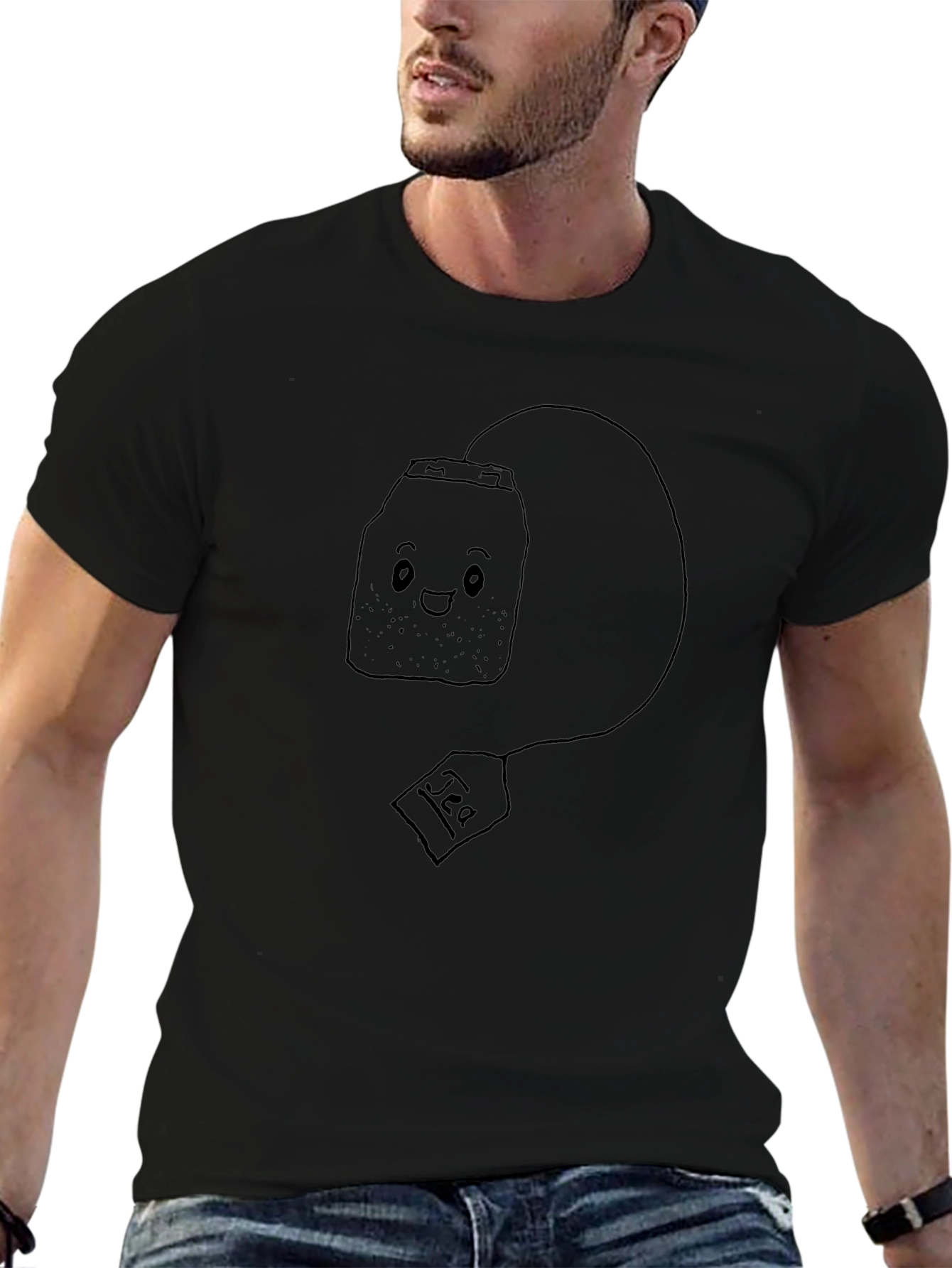 Cute Tea Bag Graphic Tee - Black