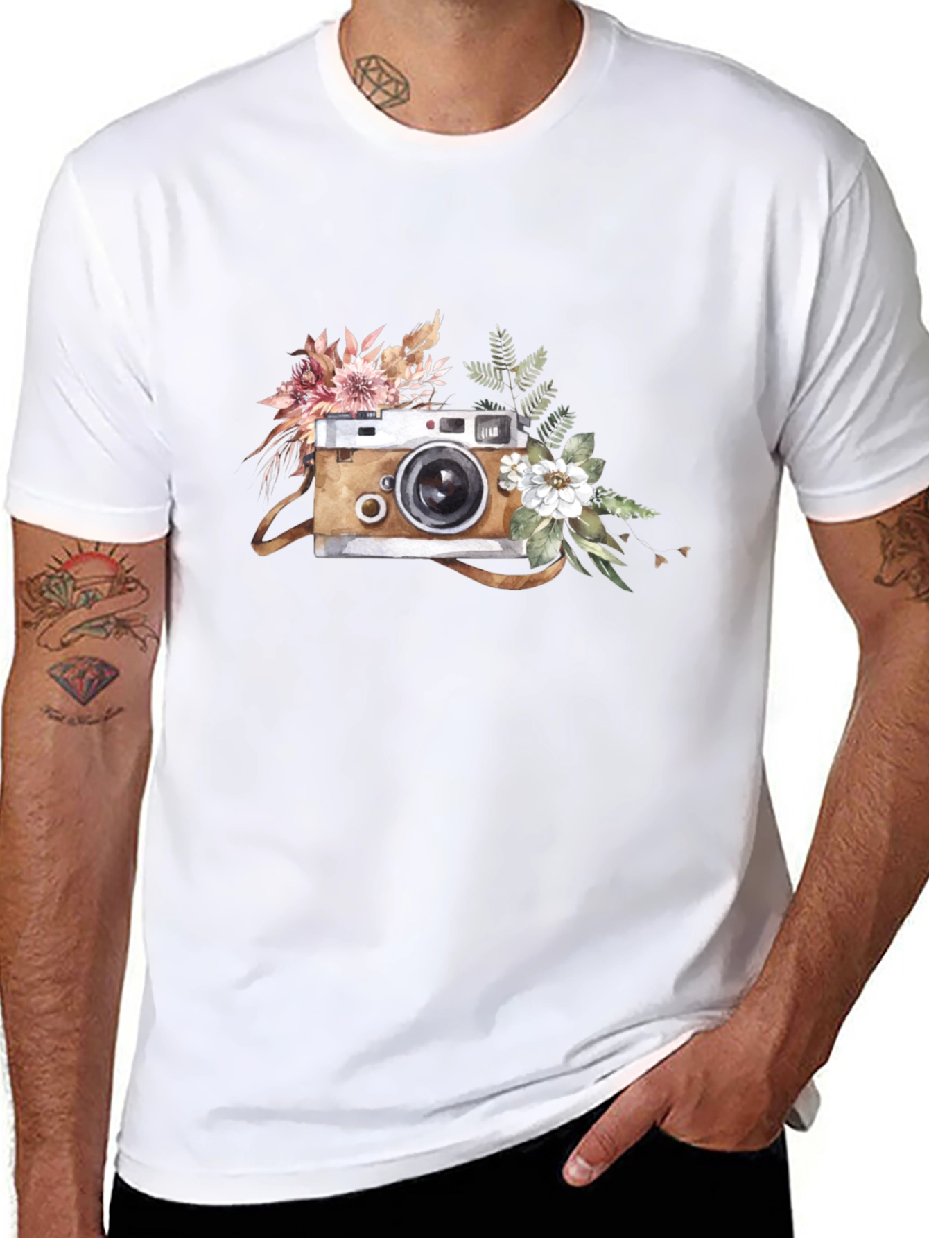 Floral Camera Graphic T-Shirt