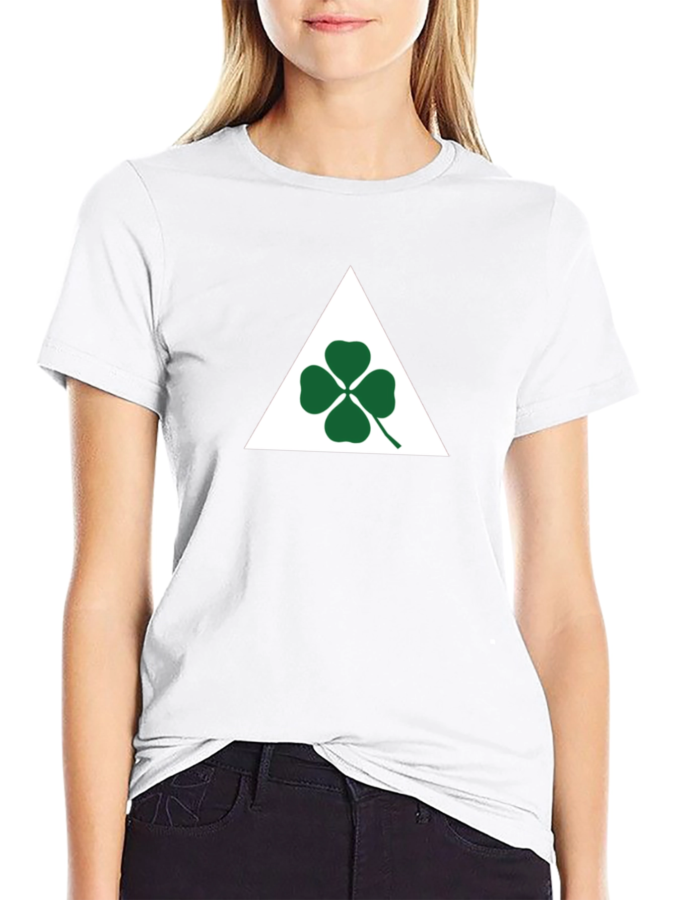 Black T-Shirt with Shamrock Triangle Graphic