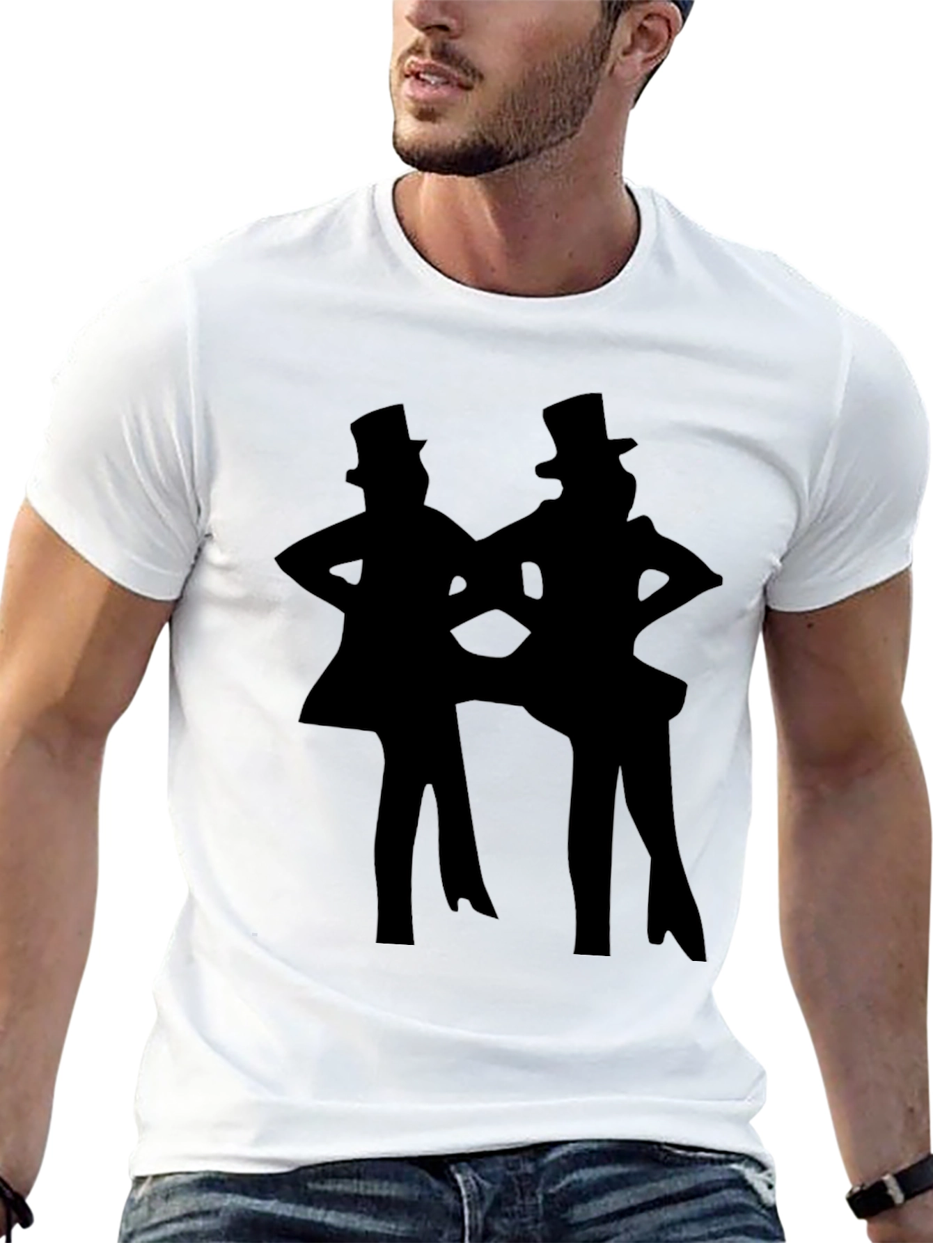 Retro Dance Silhouette Tee - Classic Black Cotton Shirt