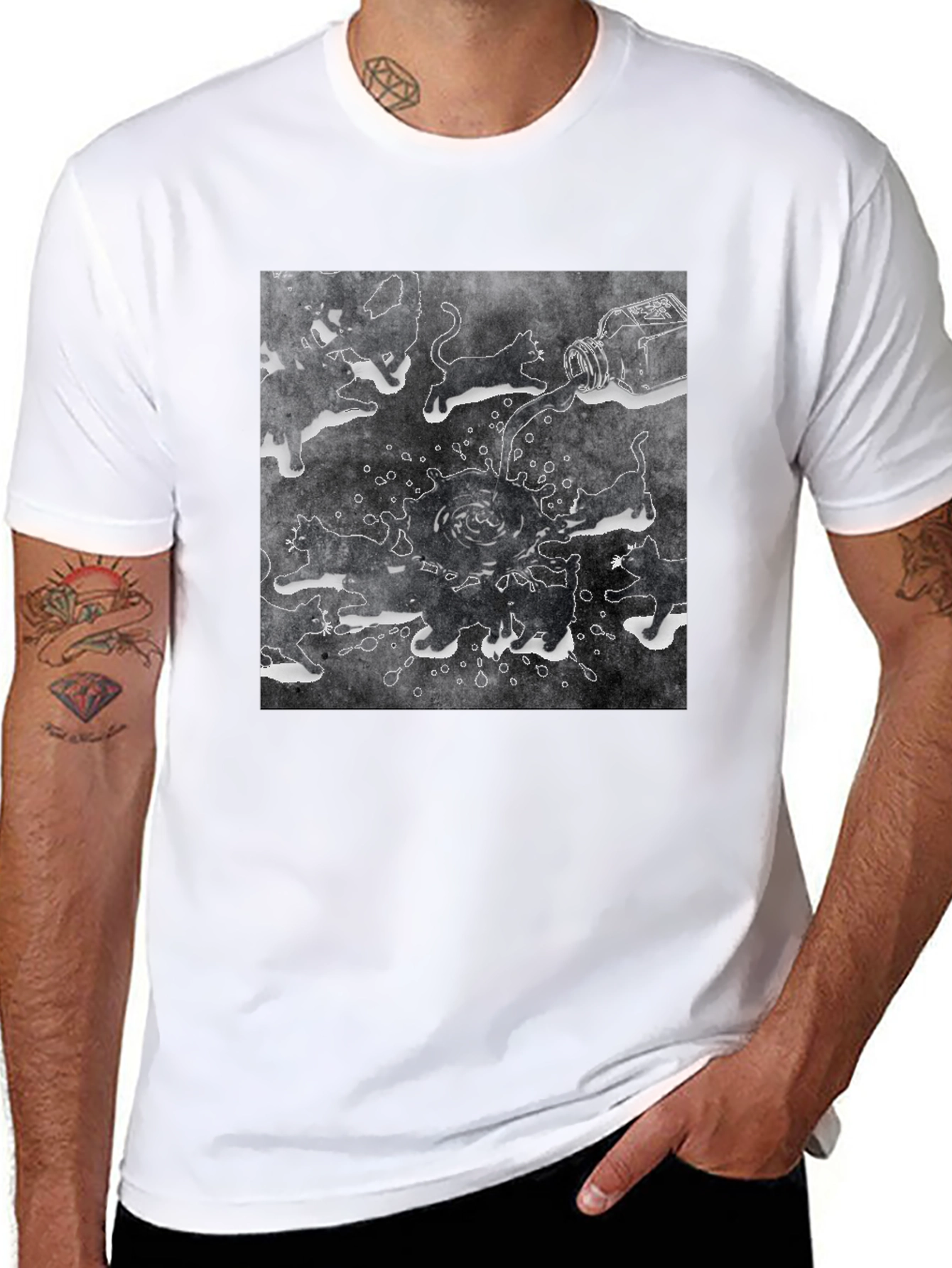 Ink Cats Graphic Tee - Unique Artistic Design