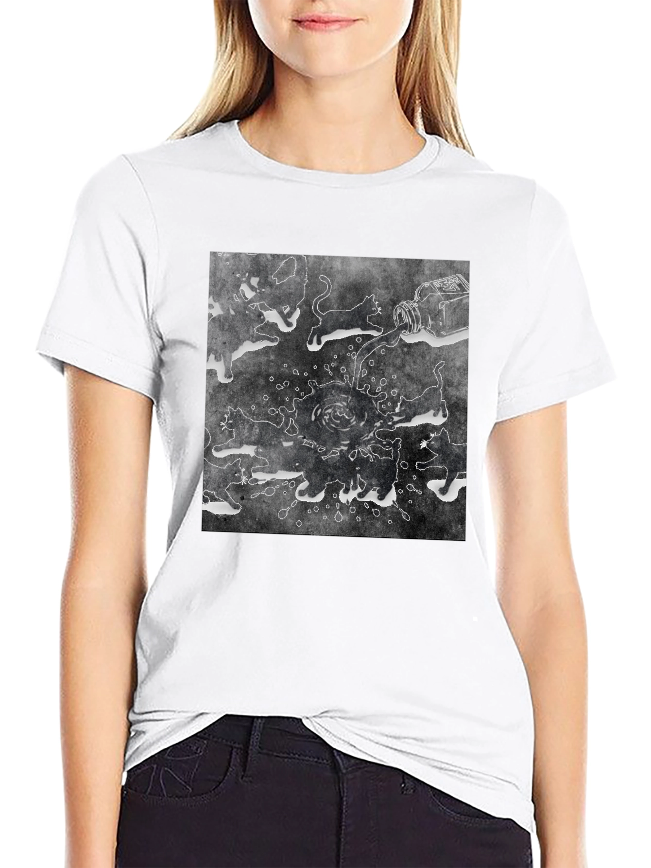 Ink Cats Graphic Tee - Unique Artistic Design