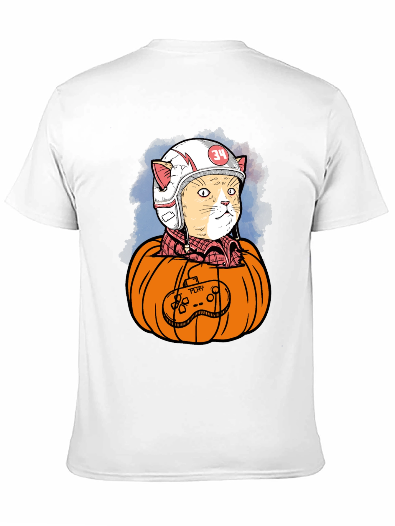 Cat Gamer in Pumpkin T-Shirt