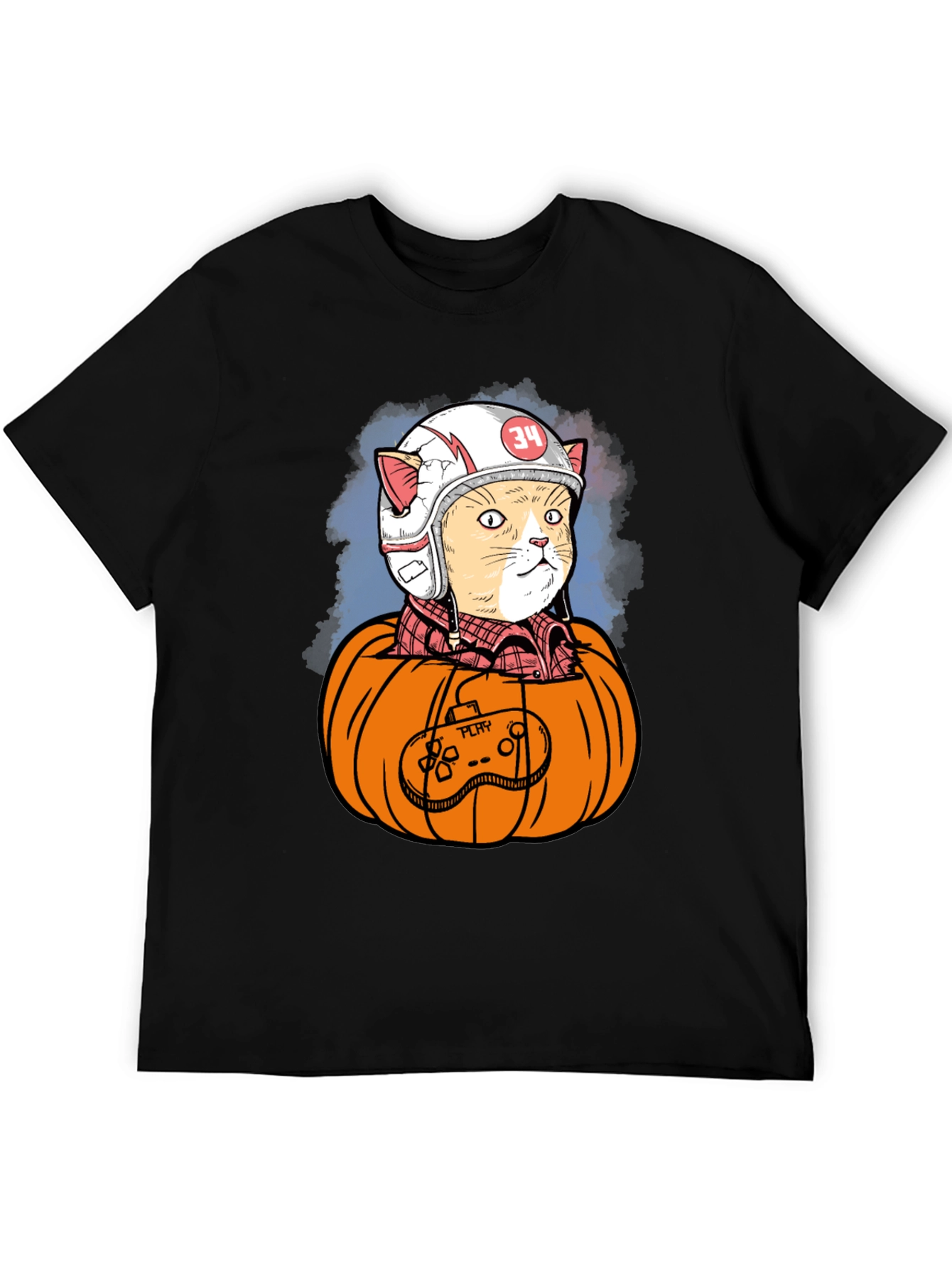 Cat Gamer in Pumpkin T-Shirt