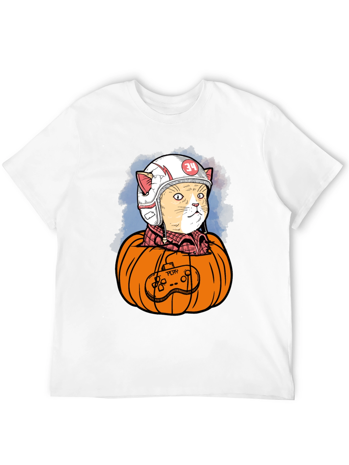 Cat Gamer in Pumpkin T-Shirt