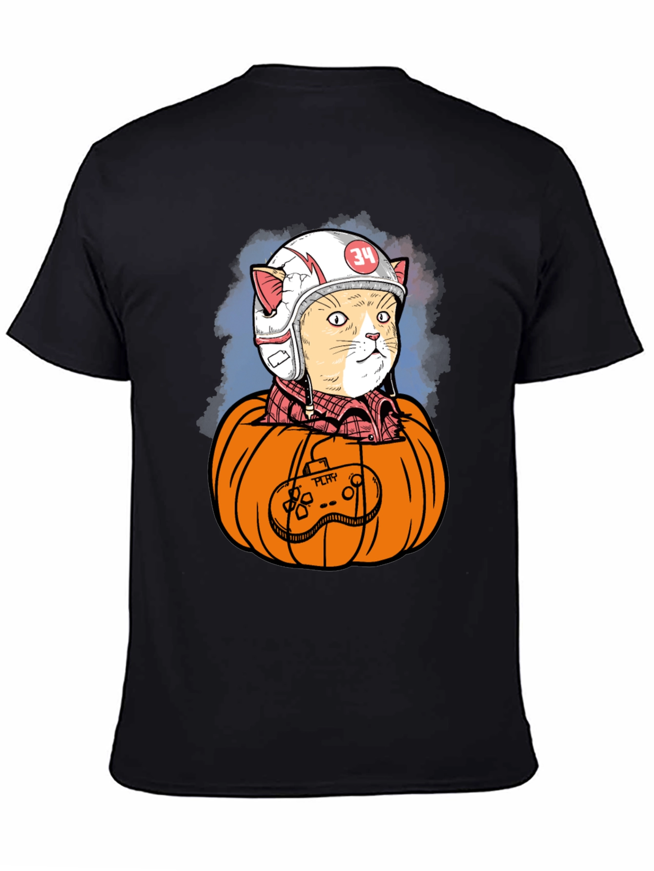 Cat Gamer in Pumpkin T-Shirt