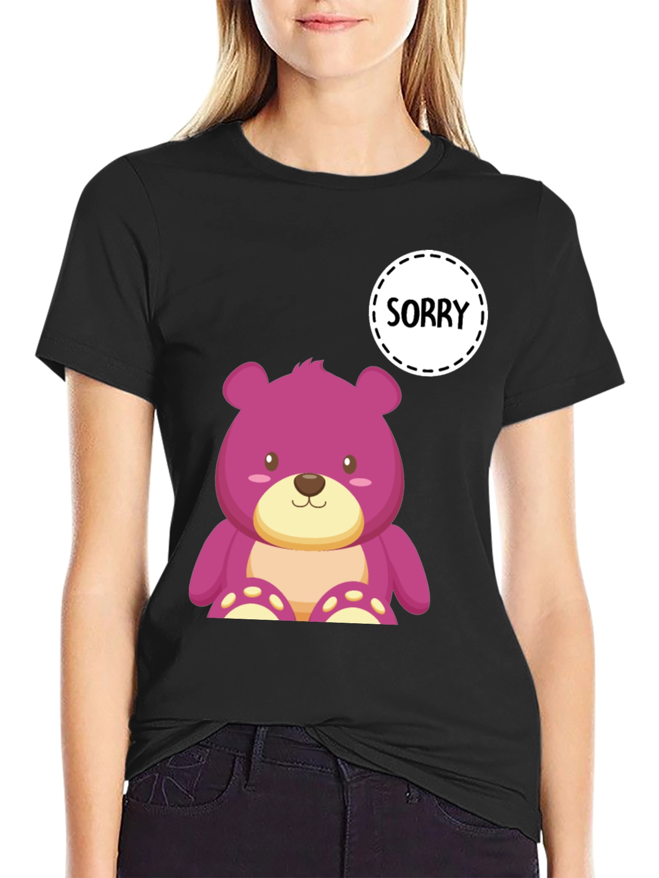 Sorry Bear Graphic T-Shirt - Mens Black Tee