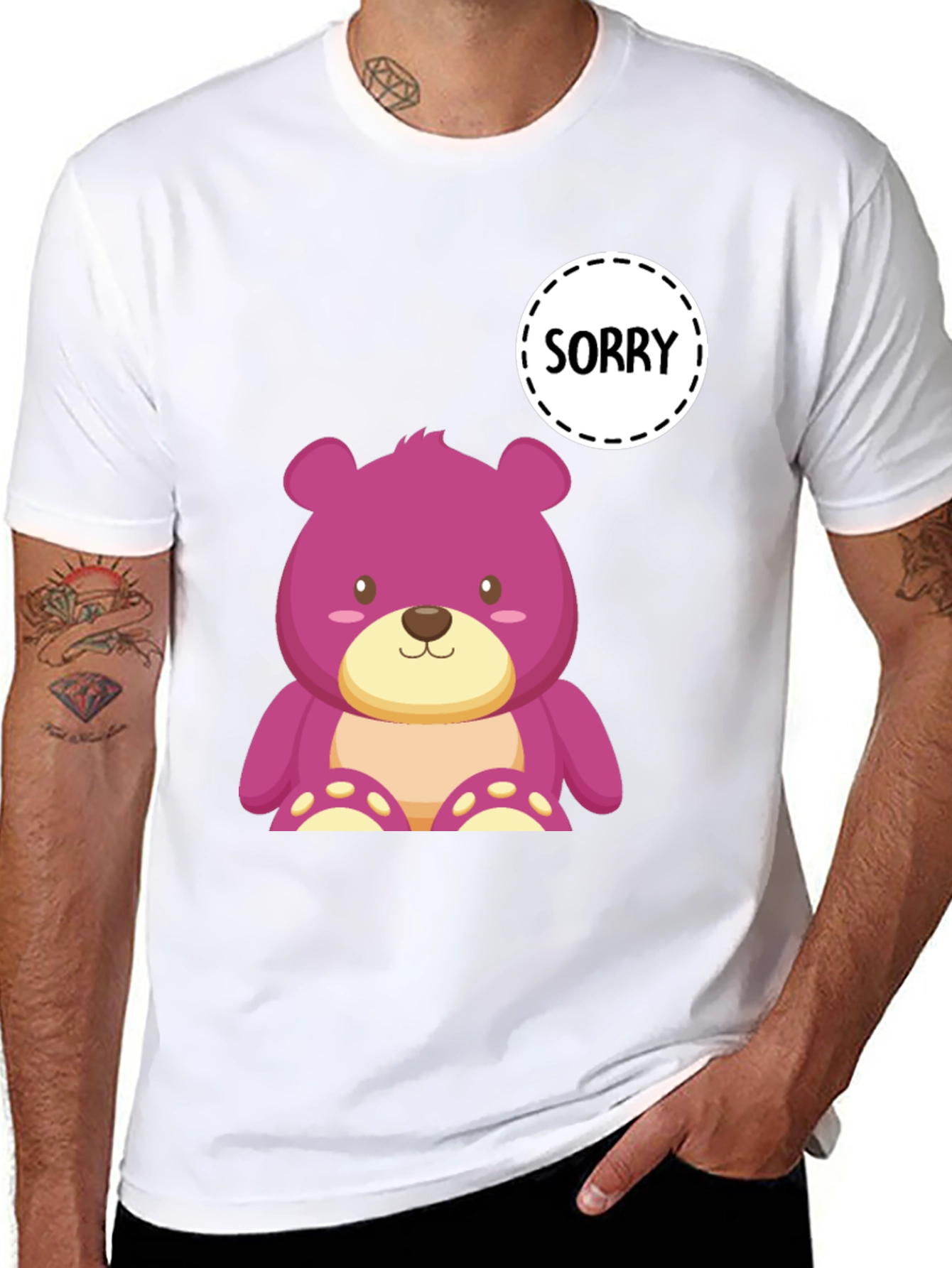 Sorry Bear Graphic T-Shirt - Mens Black Tee
