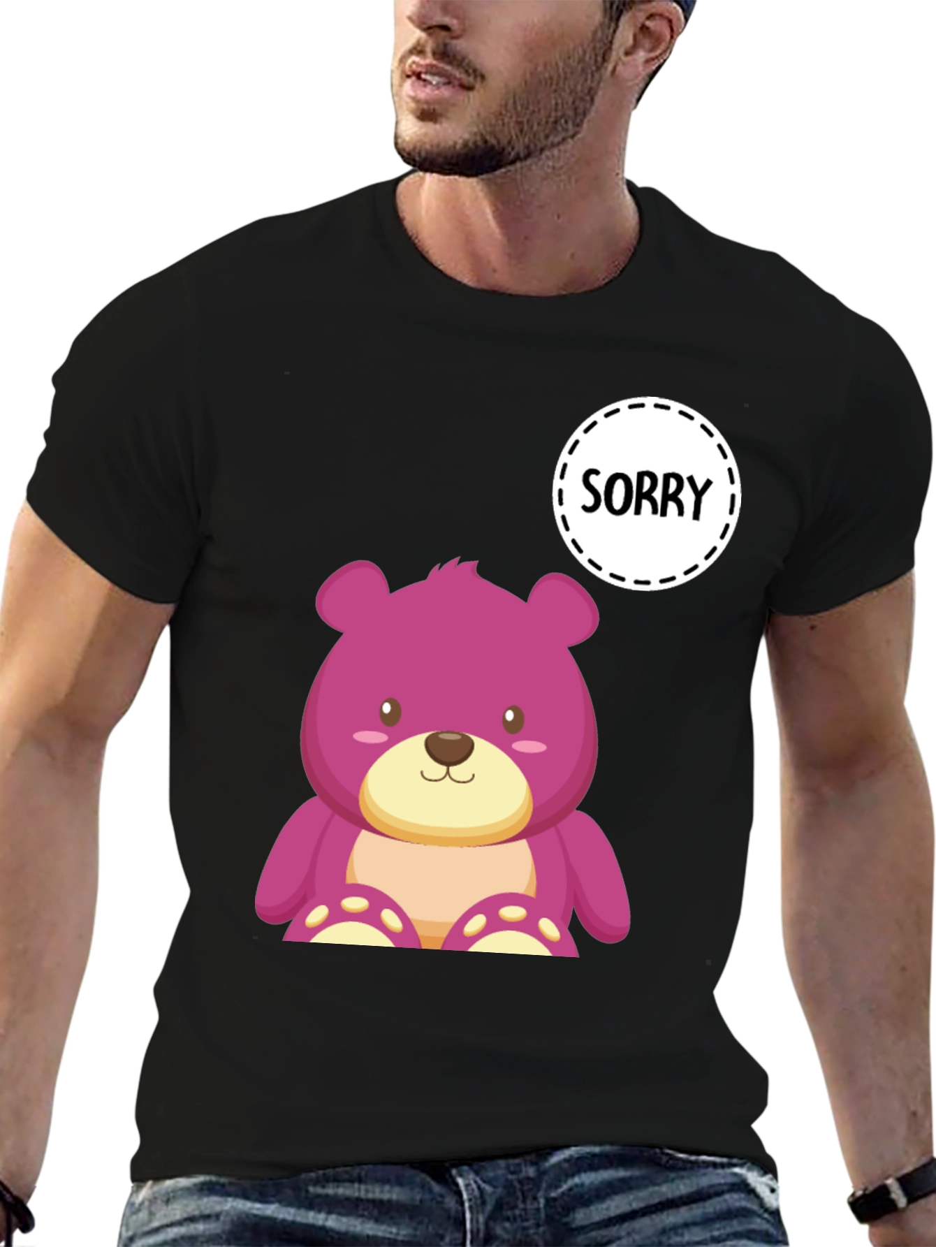 Sorry Bear Graphic T-Shirt - Mens Black Tee