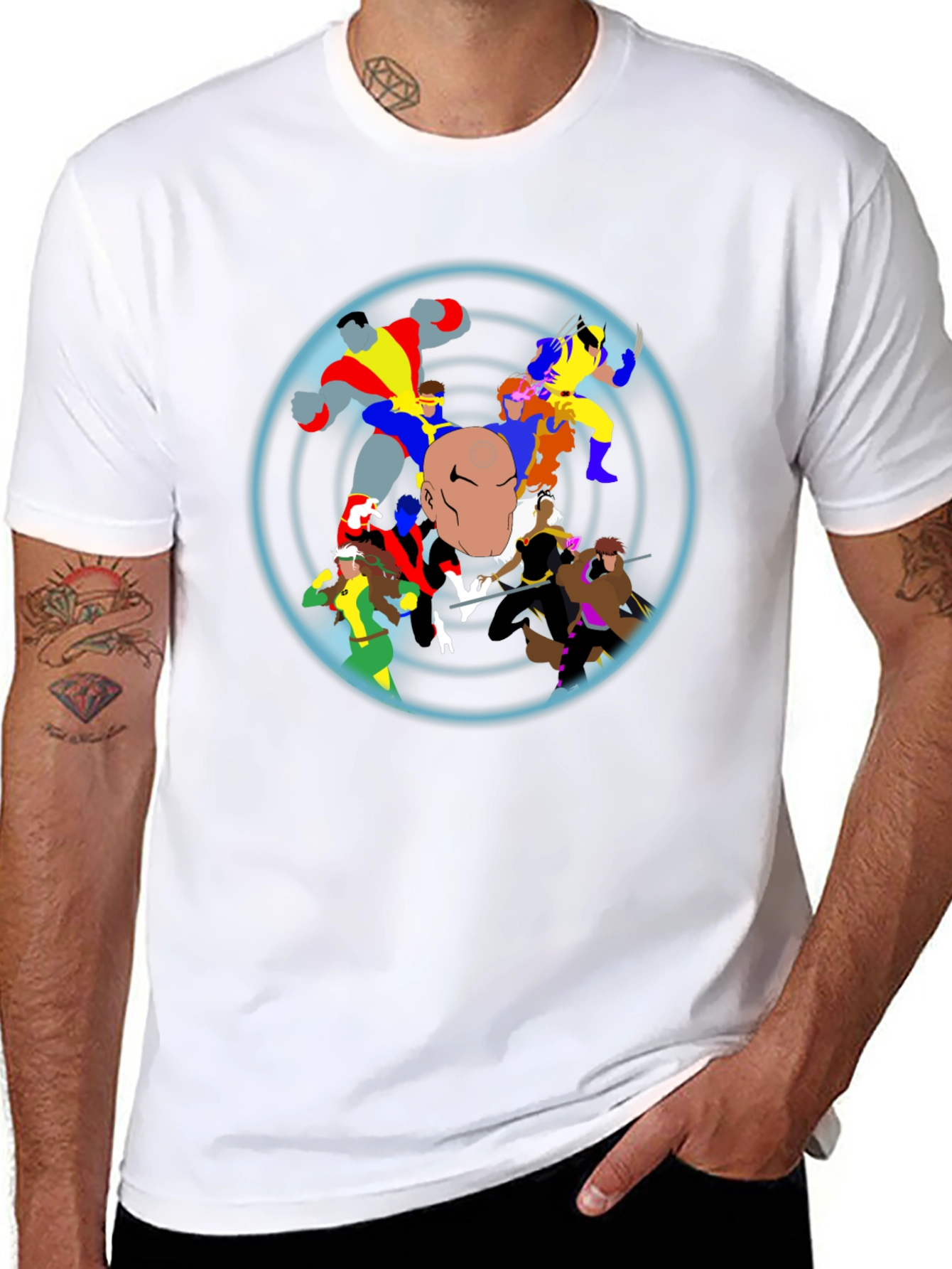 X-Men Cartoon Graphic Black T-Shirt
