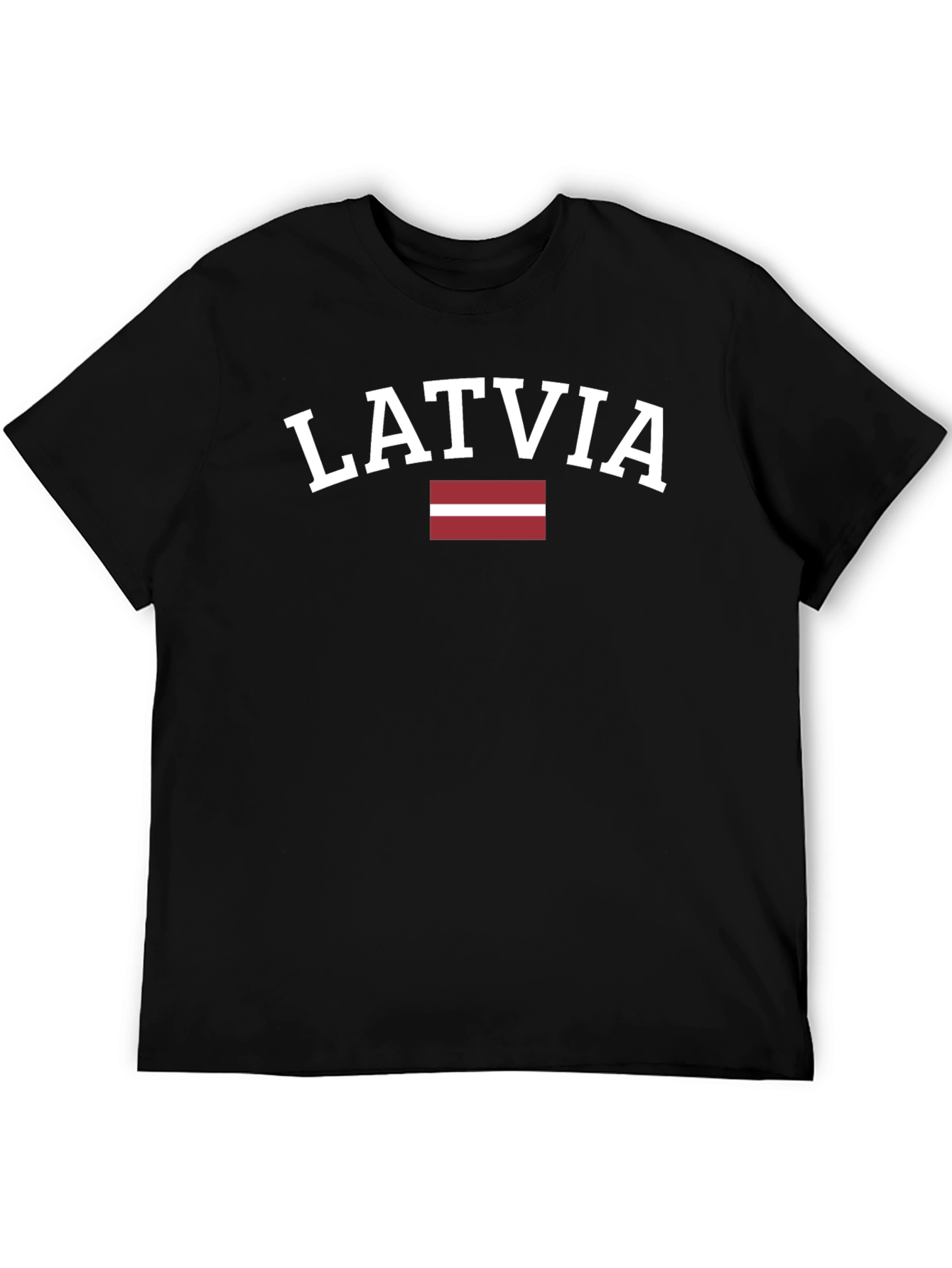 Latvia Flag Graphic Tee - Black Cotton T-Shirt