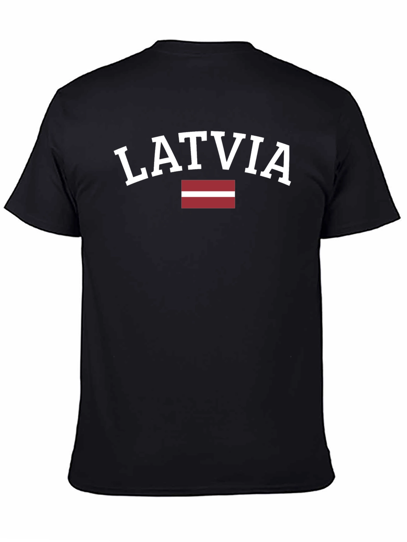 Latvia Flag Graphic Tee - Black Cotton T-Shirt