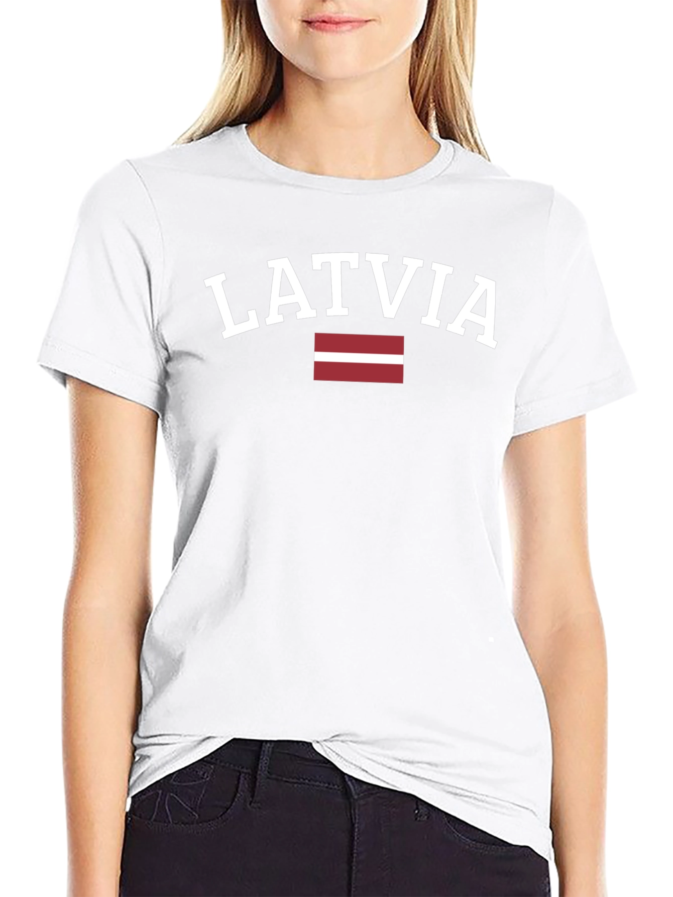 Latvia Flag Graphic Tee - Black Cotton T-Shirt