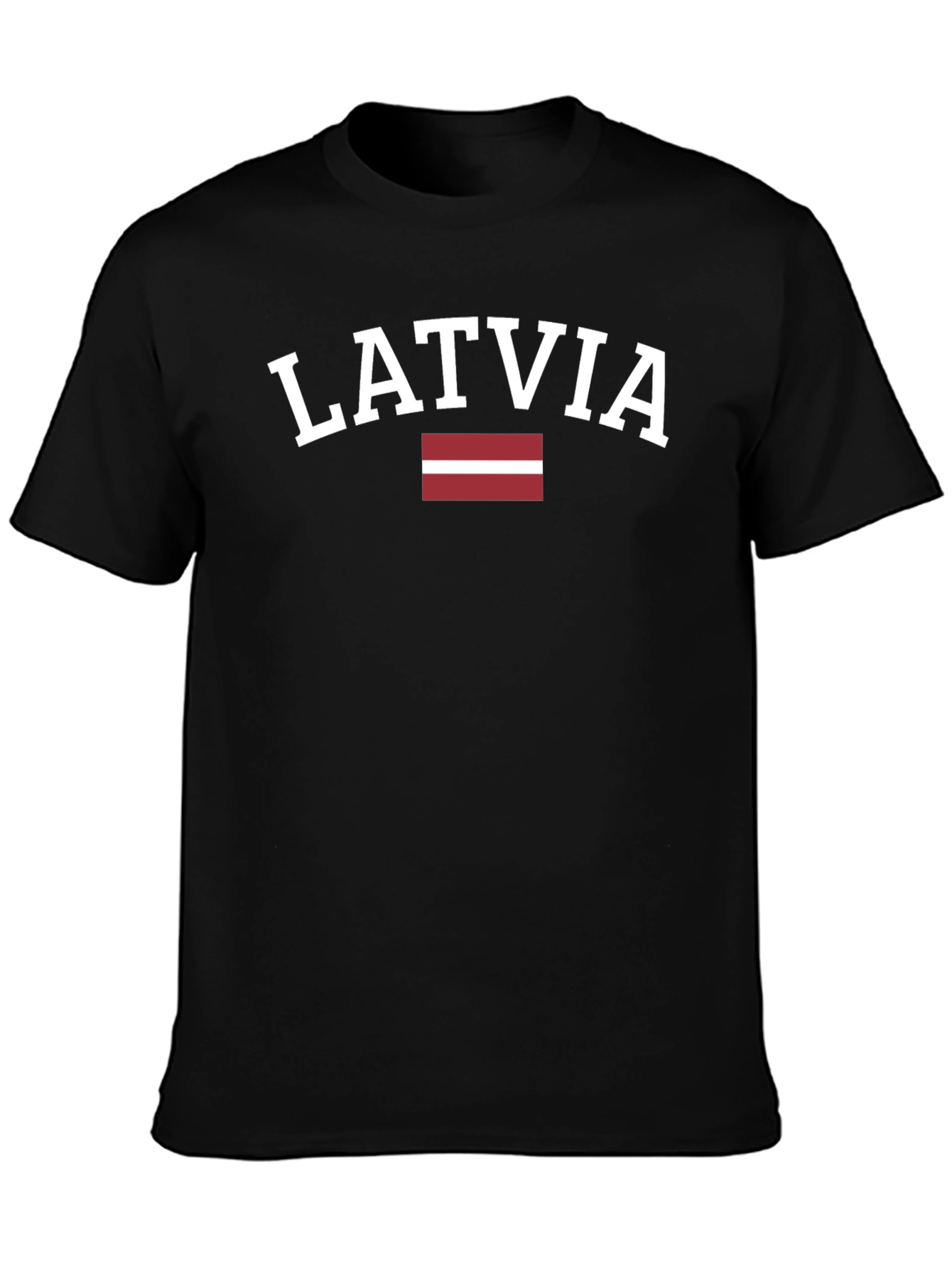 Latvia Flag Graphic Tee - Black Cotton T-Shirt