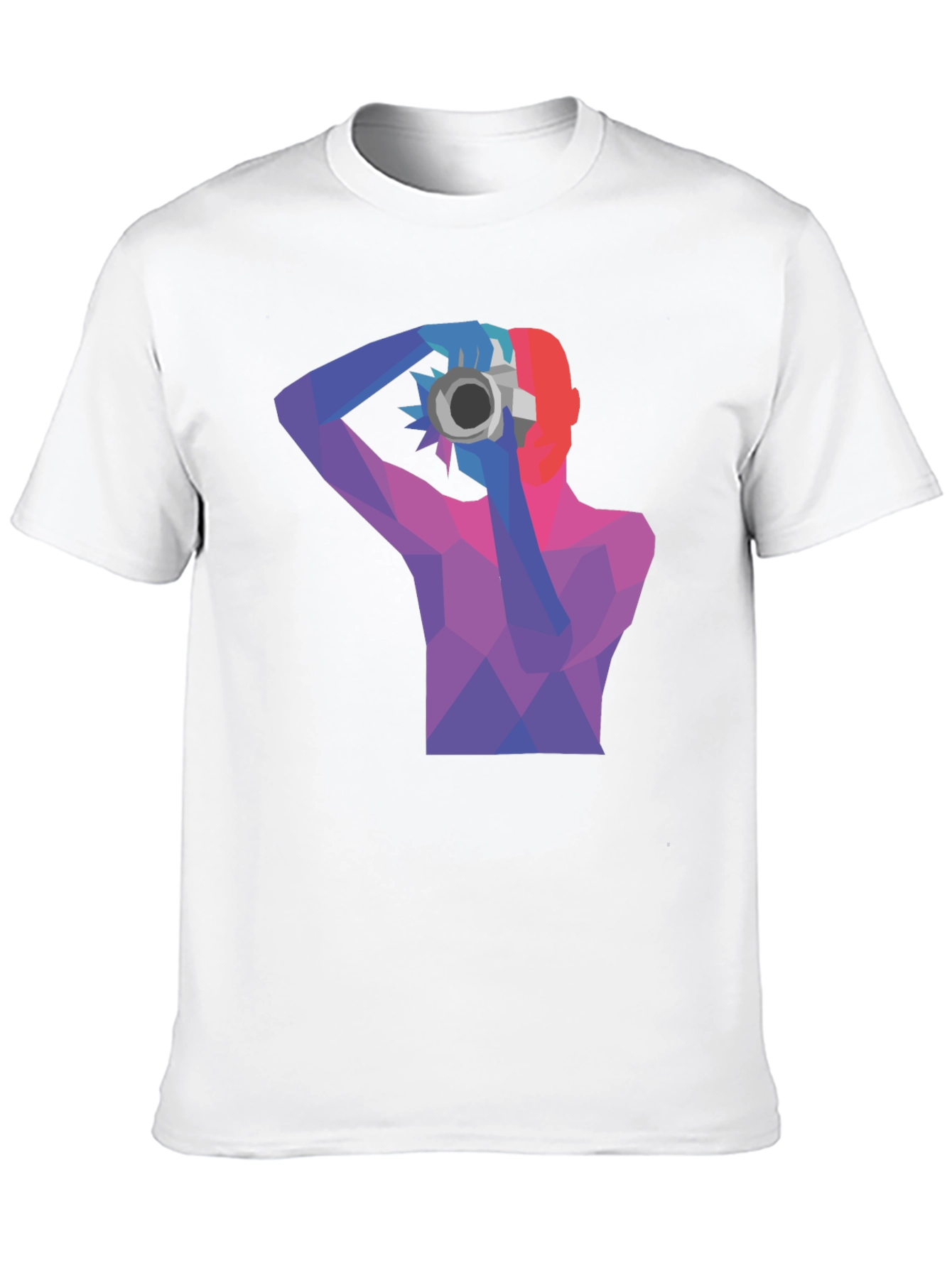 Abstract Photographer Graphic Tee - Black Cotton Shirt