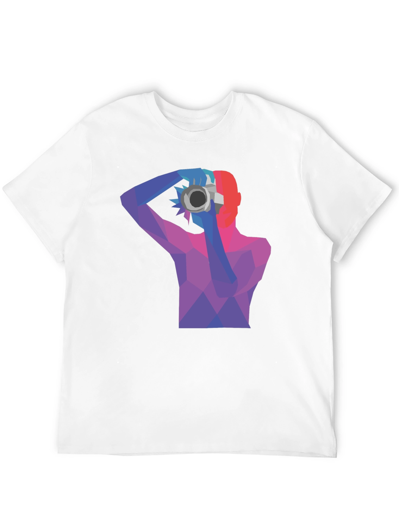 Abstract Photographer Graphic Tee - Black Cotton Shirt