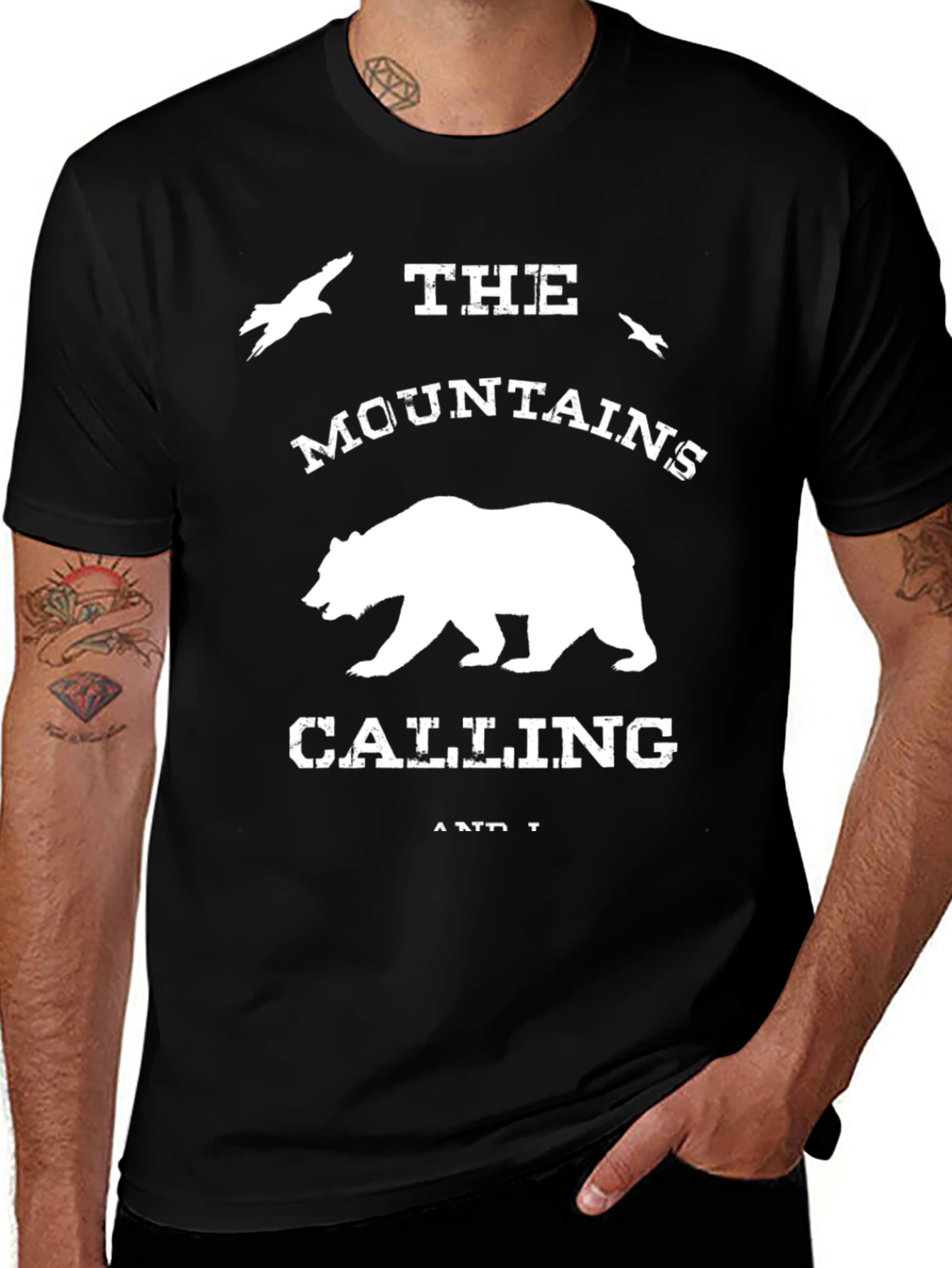 Mountains are Calling Bear Graphic T-Shirt