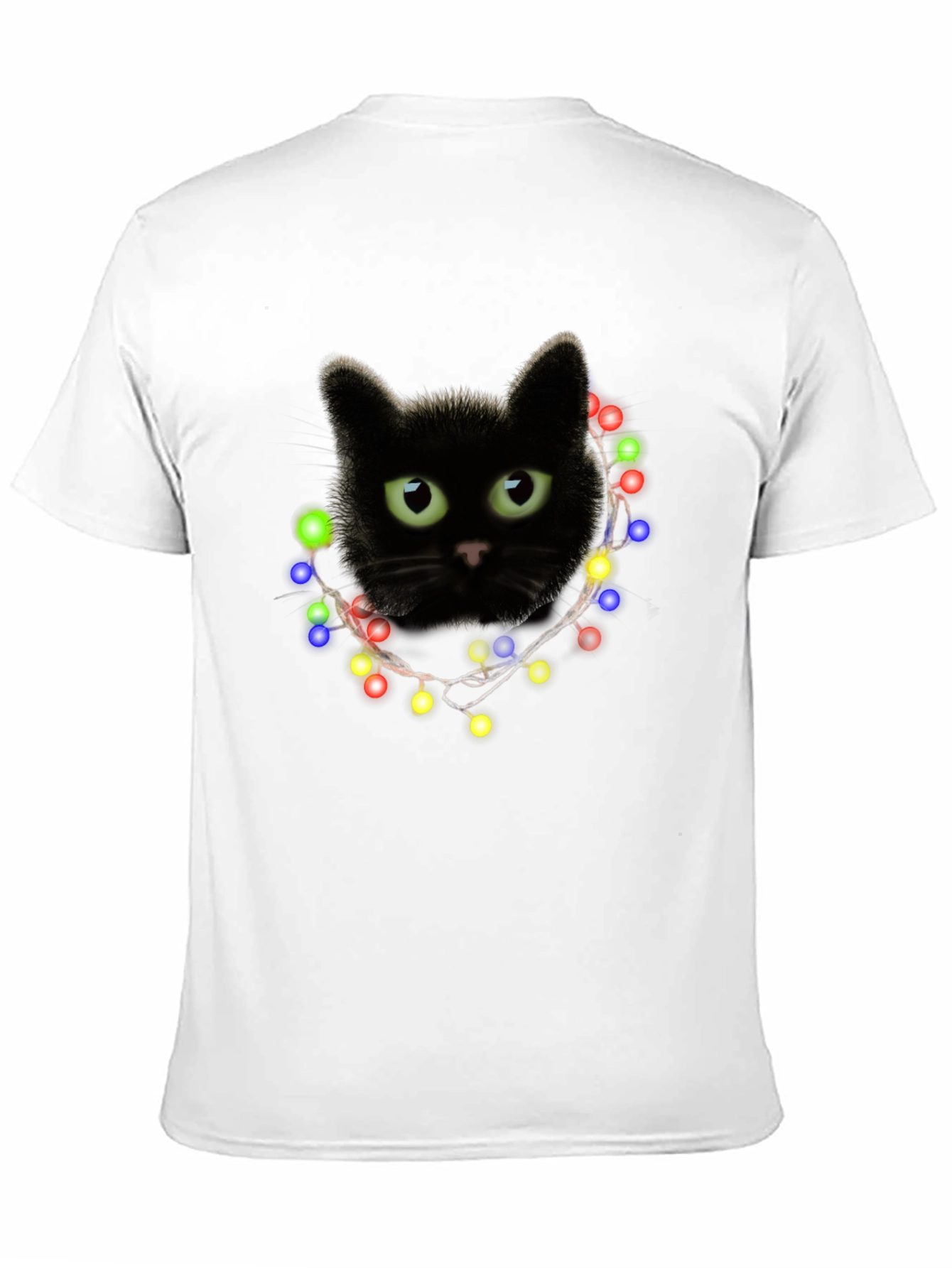 Black Cat Christmas Lights T-Shirt