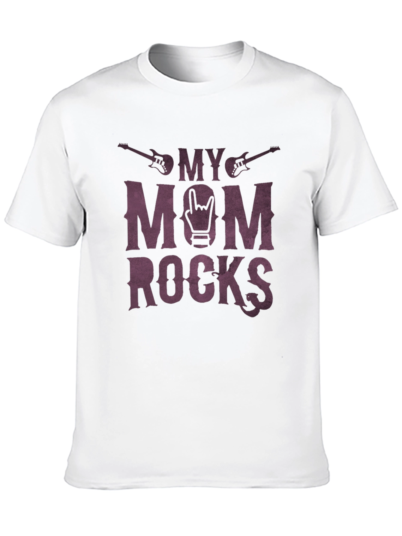 My Mom Rocks T-Shirt Rocker Hand Sign Guitar Graphic