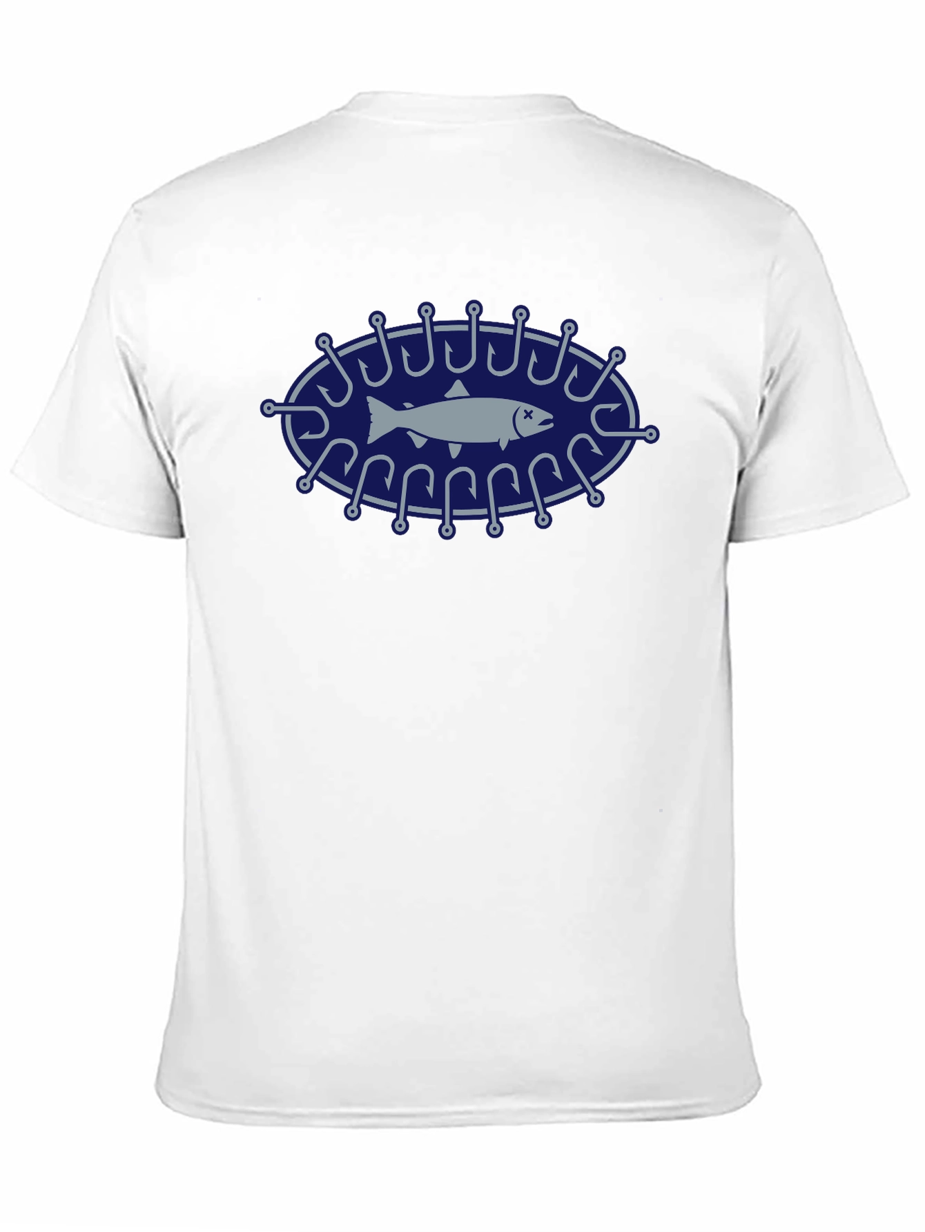 Fishing Hook Fish Graphic Tee - Black