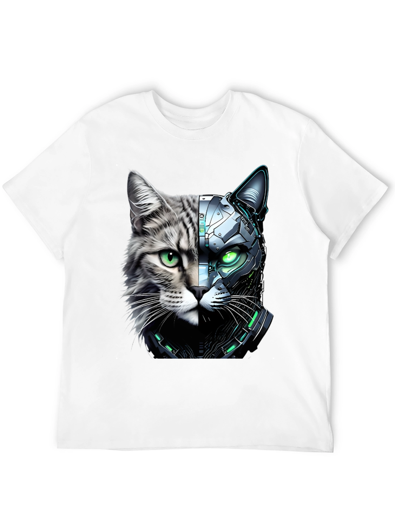 Cyber Cat T-Shirt - Futuristic Animal Tee
