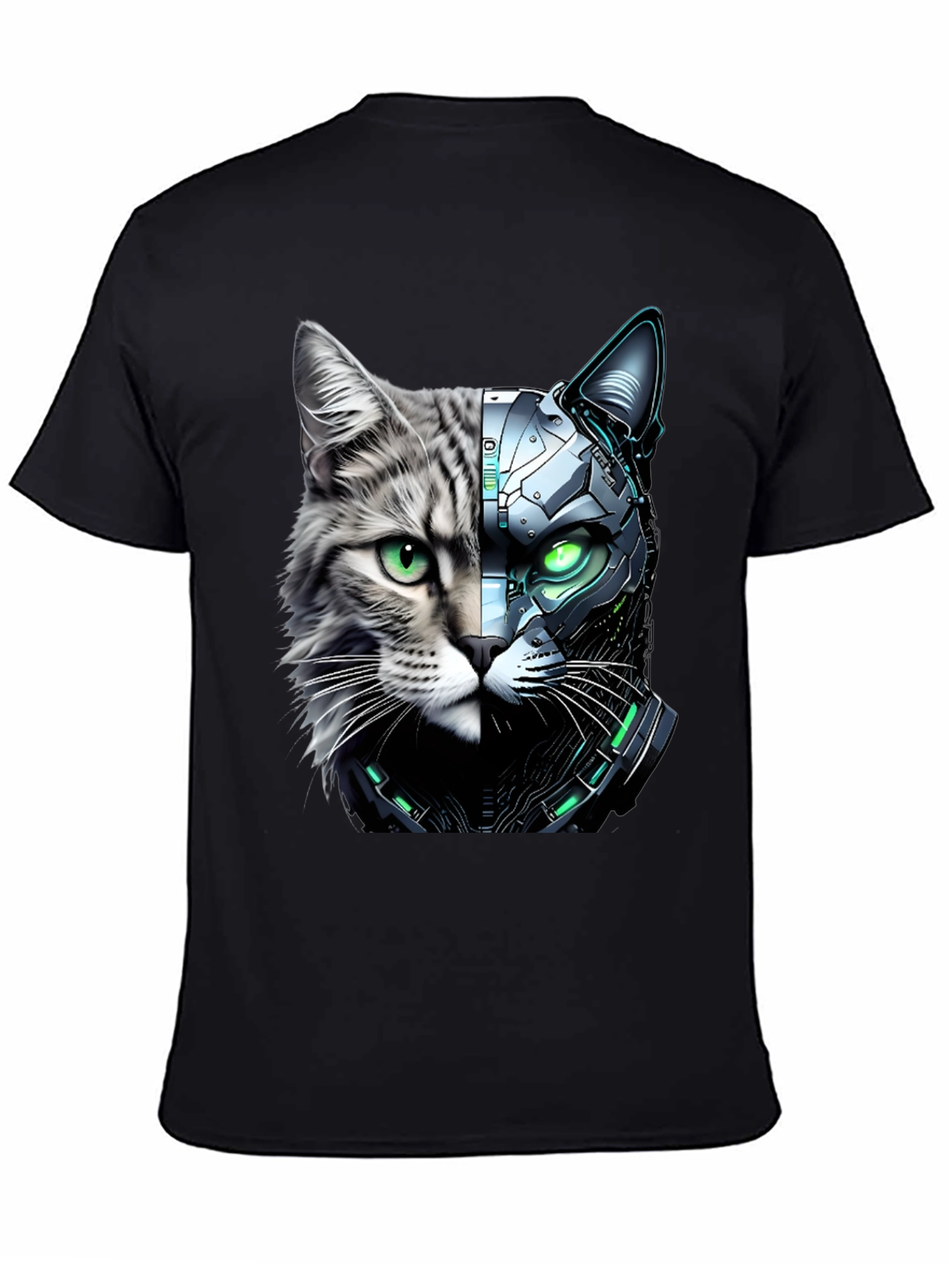 Cyber Cat T-Shirt - Futuristic Animal Tee