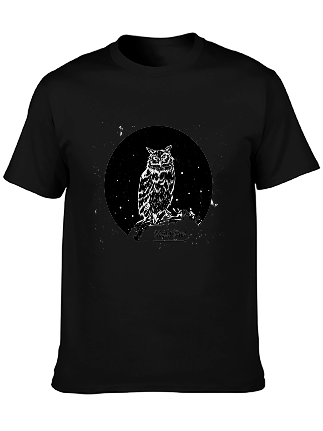 Night Owl Graphic Tee - Black Cotton T-Shirt
