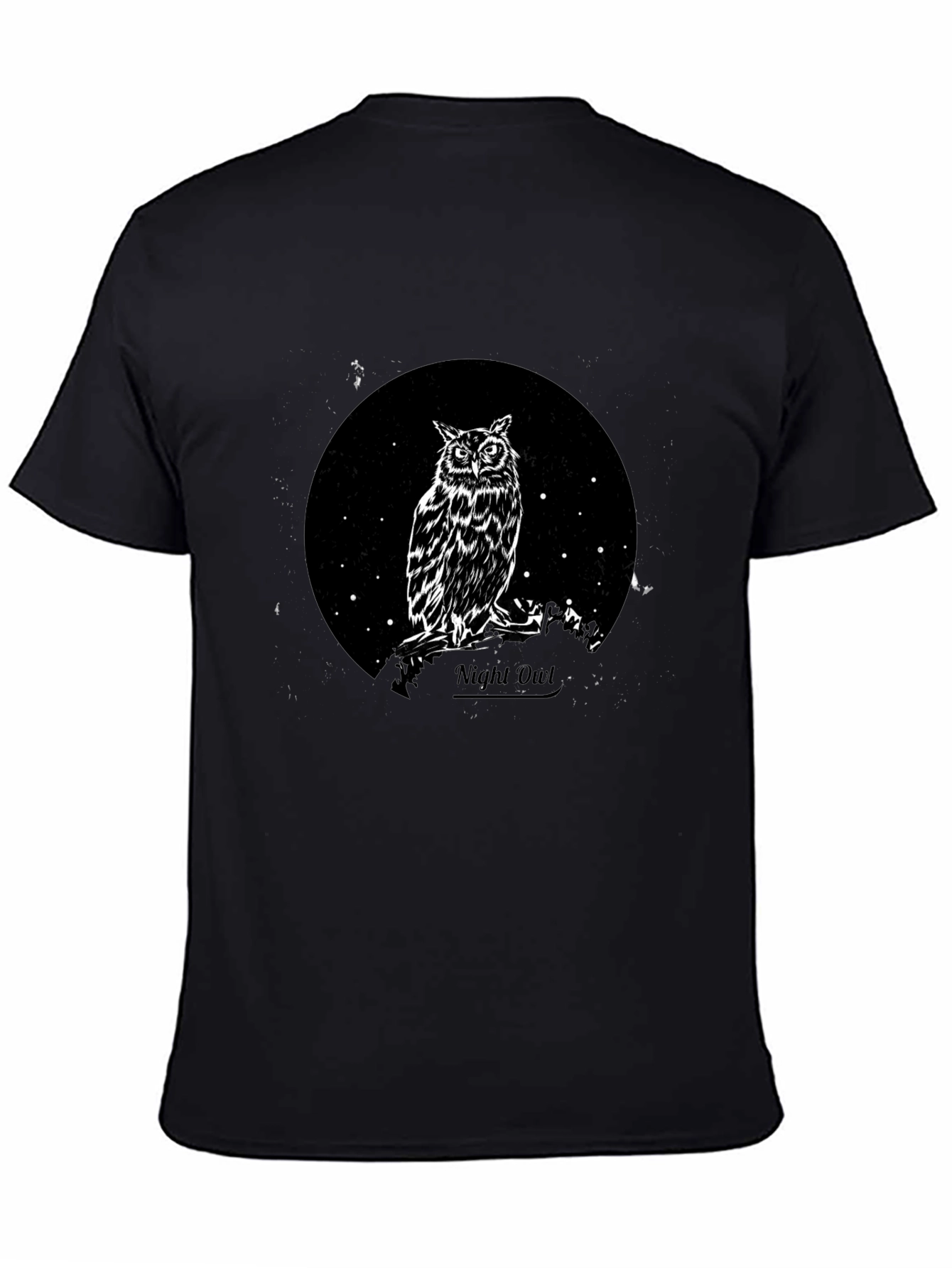 Night Owl Graphic Tee - Black Cotton T-Shirt