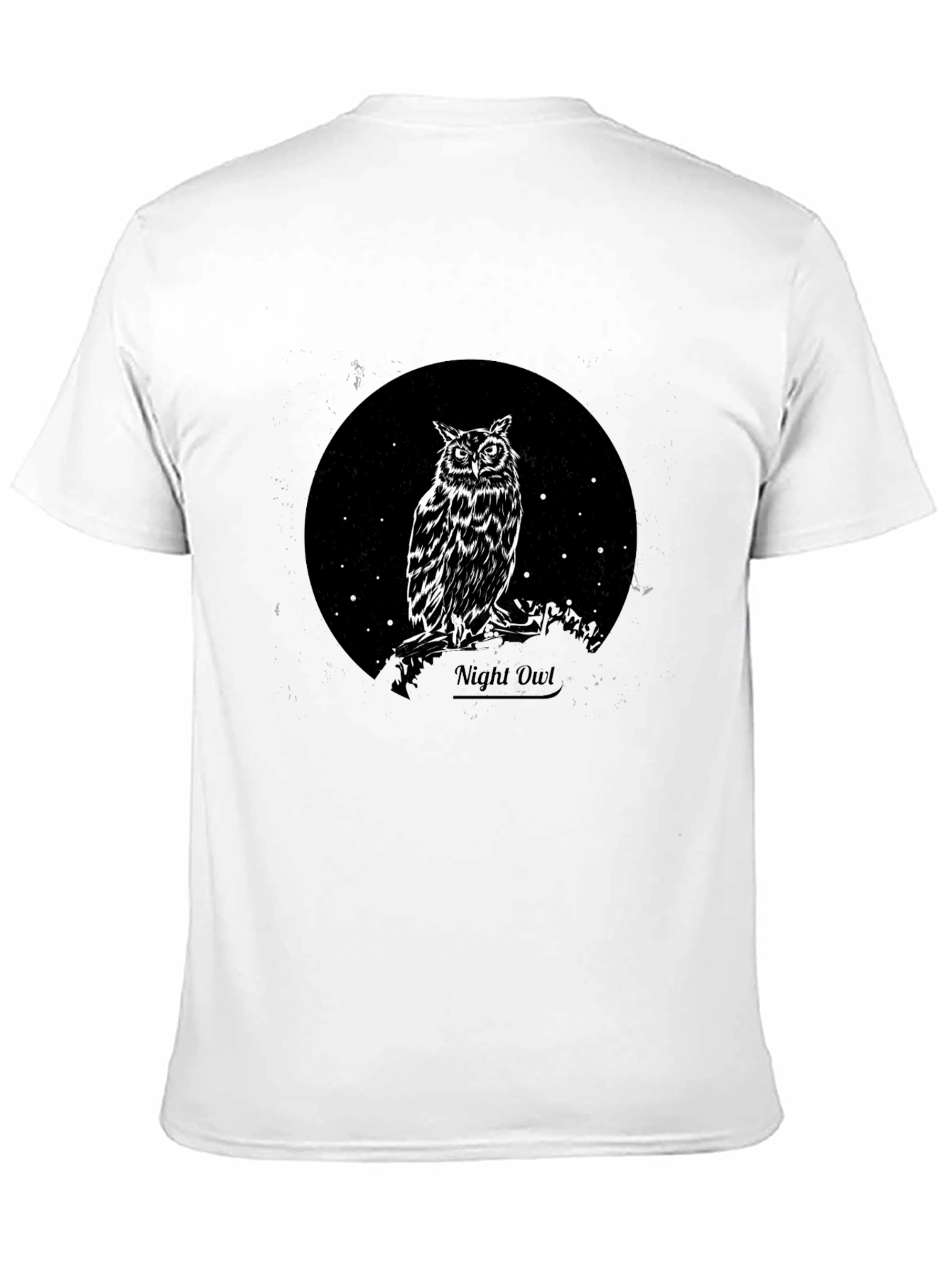 Night Owl Graphic Tee - Black Cotton T-Shirt