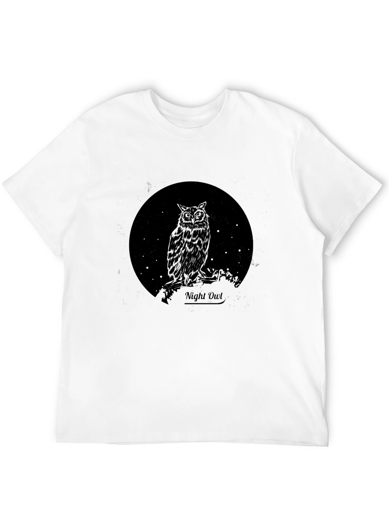 Night Owl Graphic Tee - Black Cotton T-Shirt
