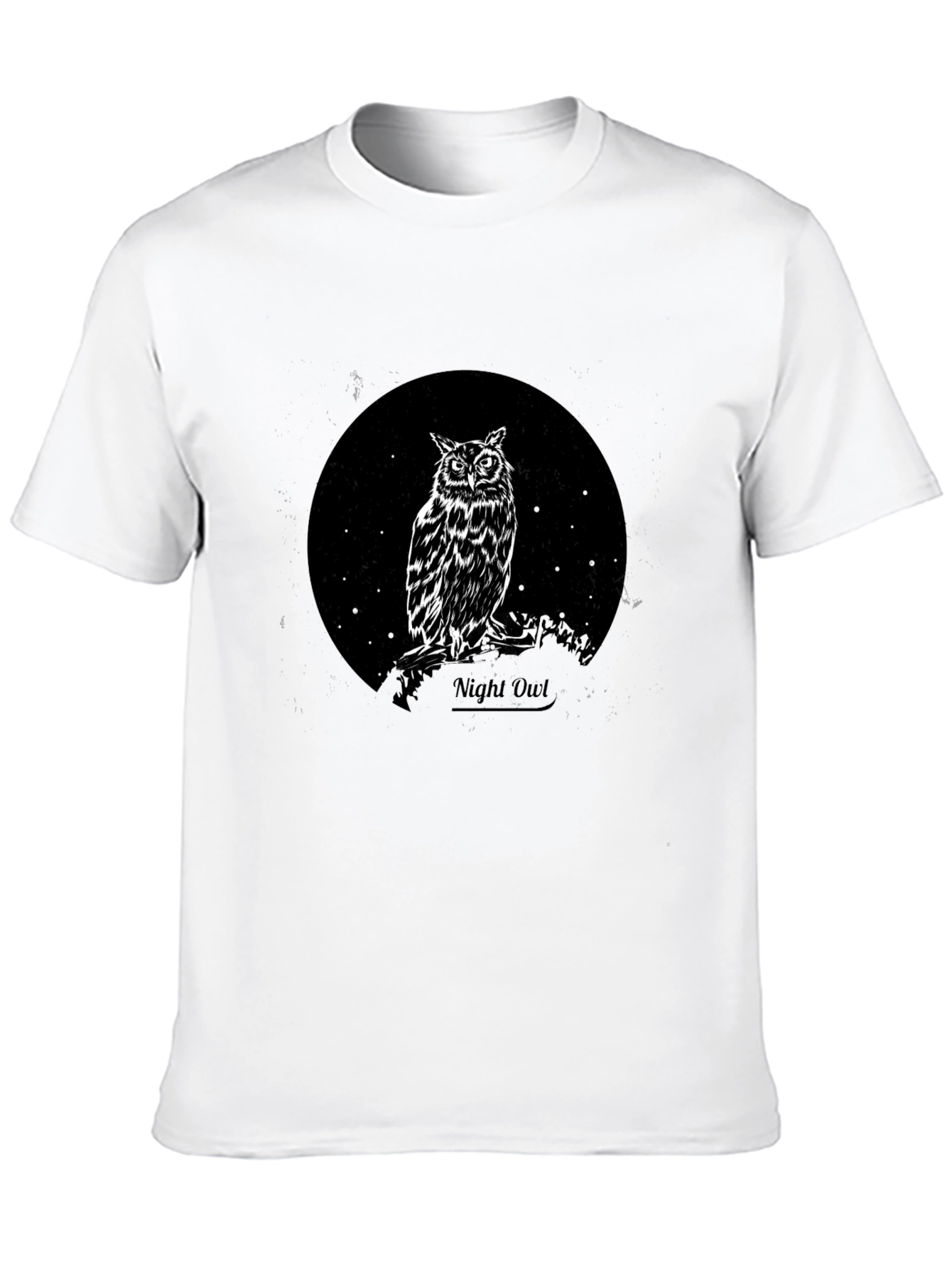 Night Owl Graphic Tee - Black Cotton T-Shirt